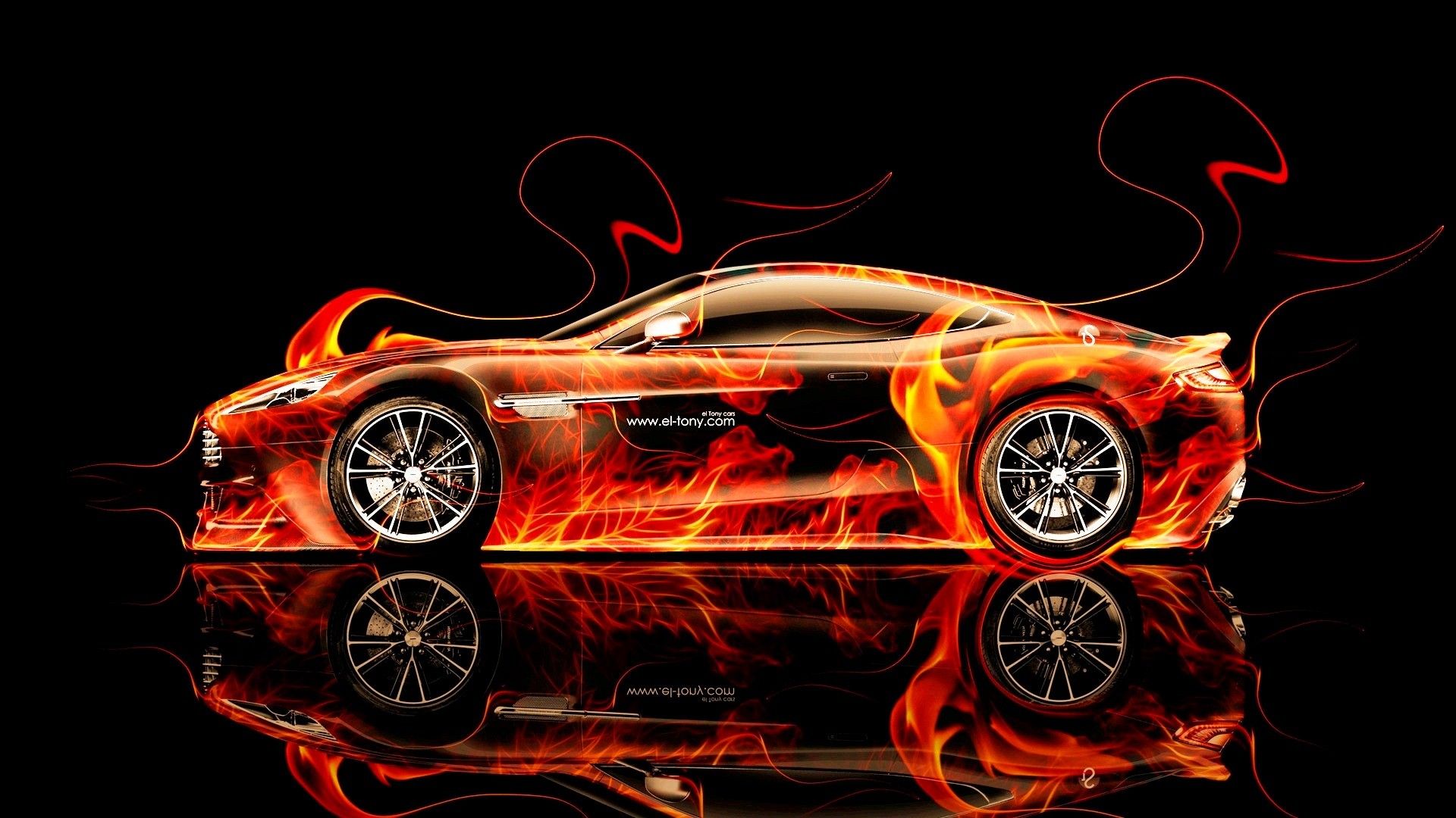 Design Talent Showcase Tony.com Brings Sensual Elements Fire And Water To YOUR Car Wallpaper 1