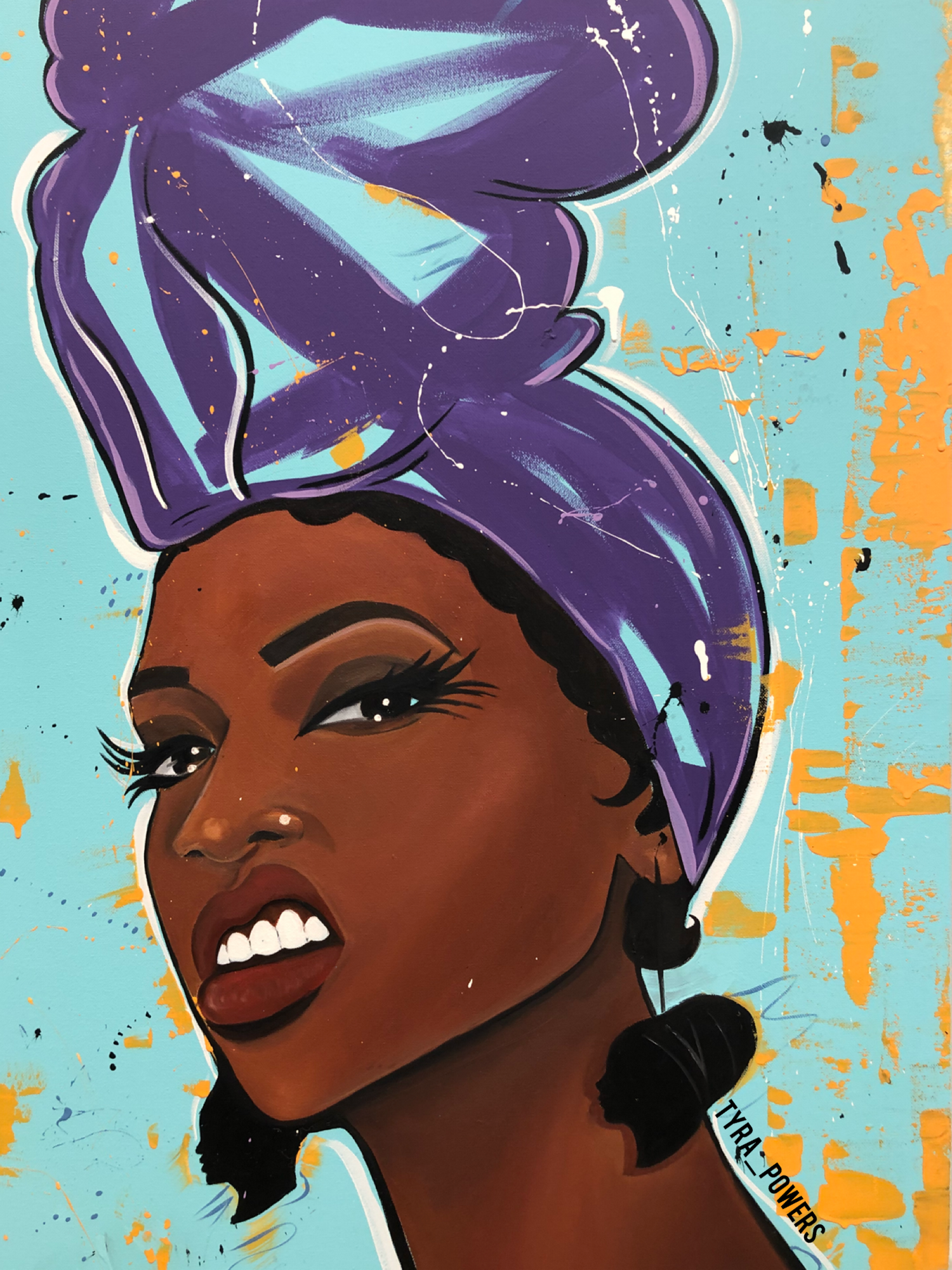 Purple Turban “Try Me”. Afro art, Black love art, Black girl art