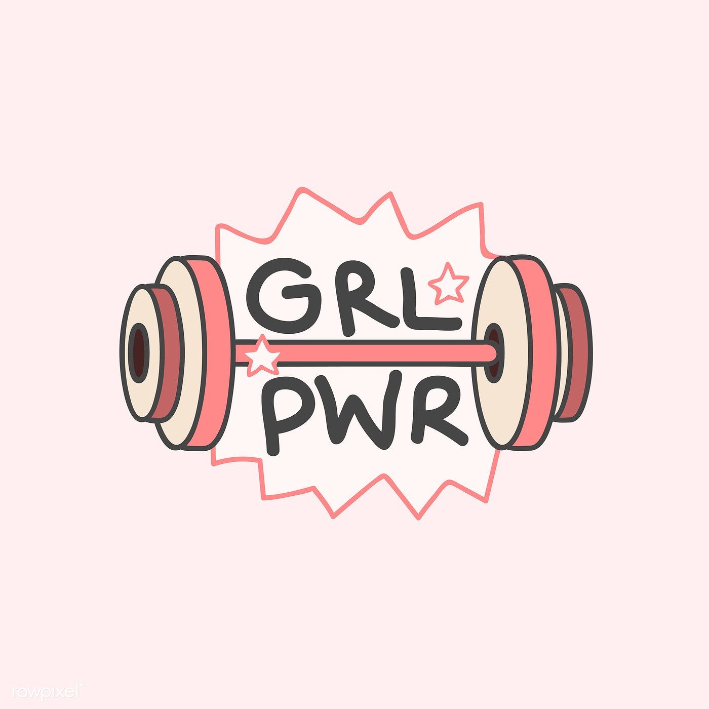 Girl power with a dumbbell vector. free image / wan. Doodle girl, Girl power stickers, Power wallpaper