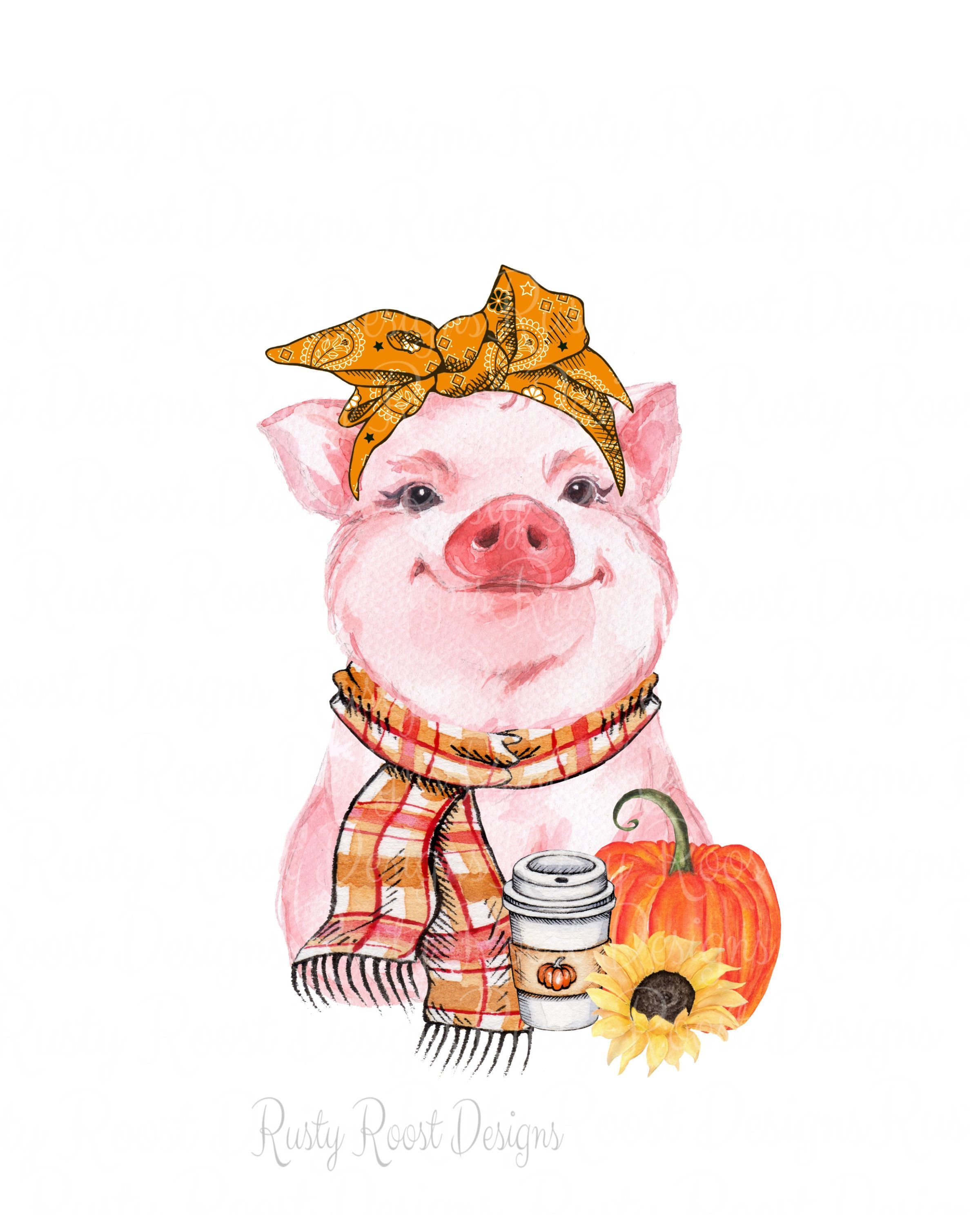 Fall pig pngfall sublimation designs downloadsdigital. Etsy. Pig illustration, Fall design, Cute wallpaper