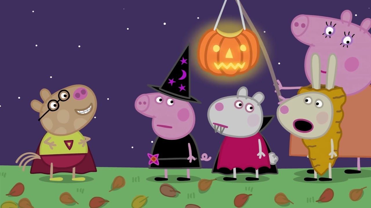 Peppapig and friends disguises into famous monster in the halloween Peppa pig becomes a witch, Suz. Pig halloween, Halloween cartoons for kids, Halloween cartoons