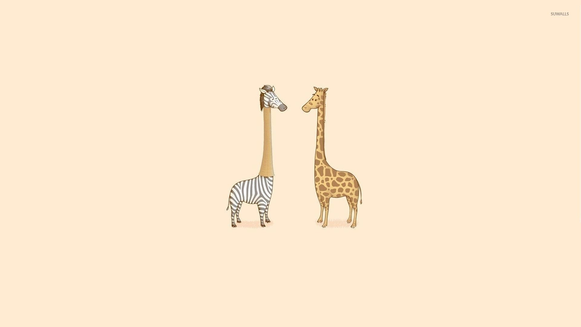 Giraffe and zebra being friends wallpaper wallpaper