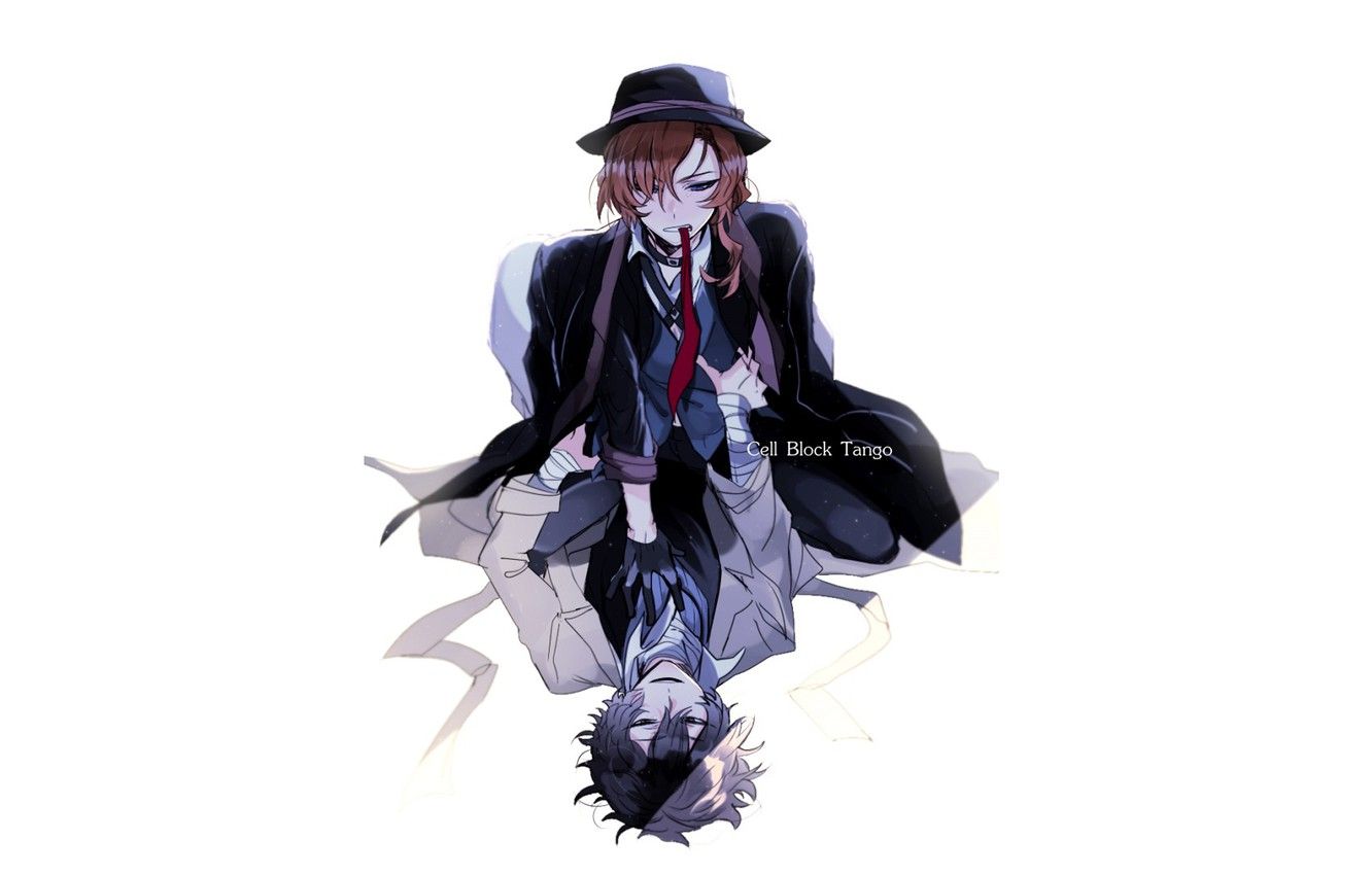 Wallpaper minimalism, guys, Bungou Stray Dogs, Stray Dogs: A Literary Genius, Nakahara Chuuya, Dazai Osamu image for desktop, section сёнэн