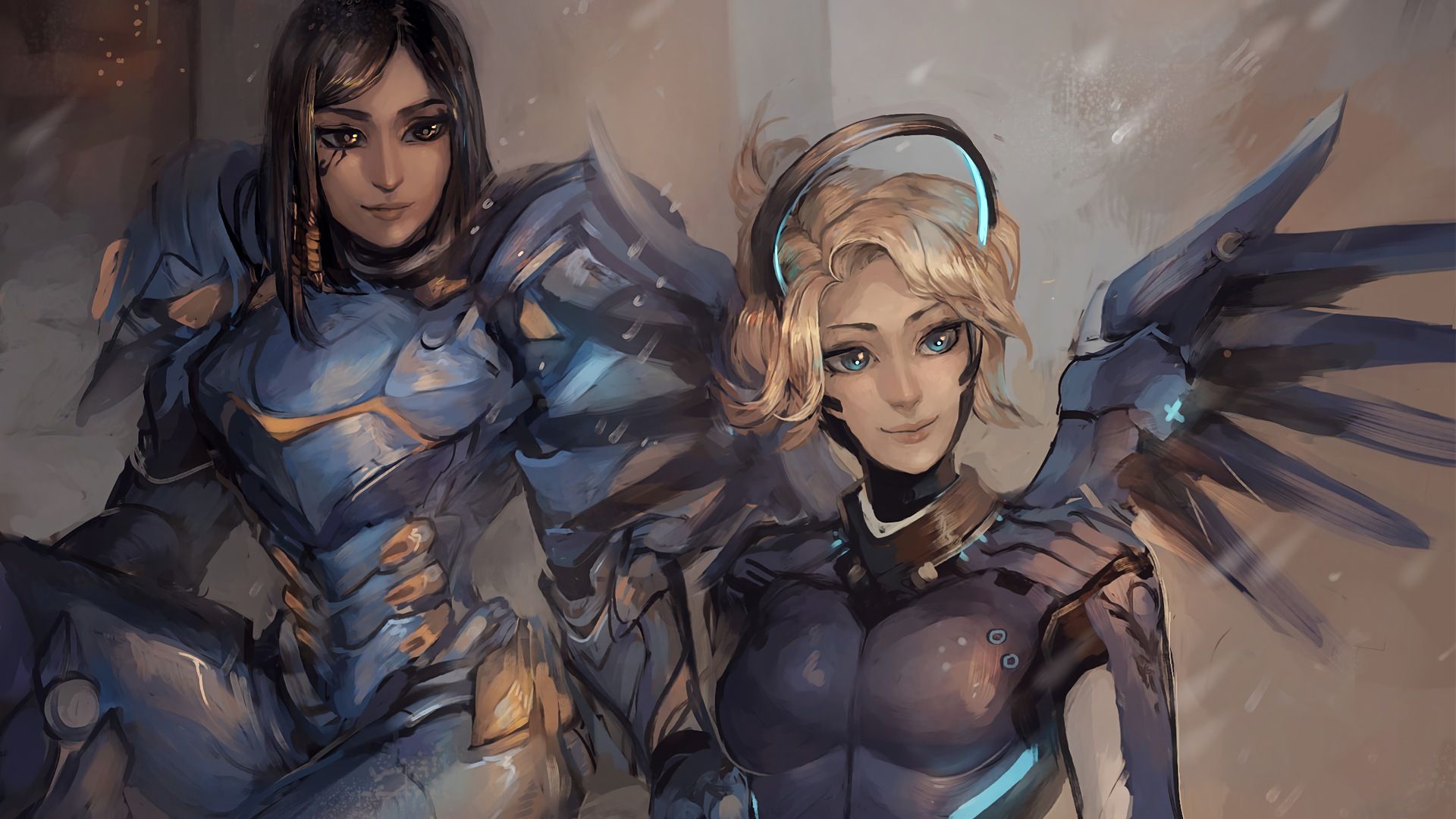 women, Pharah (Overwatch), Video games, Overwatch, Mercy (Overwatch) Wallpaper HD / Desktop and Mobile Background