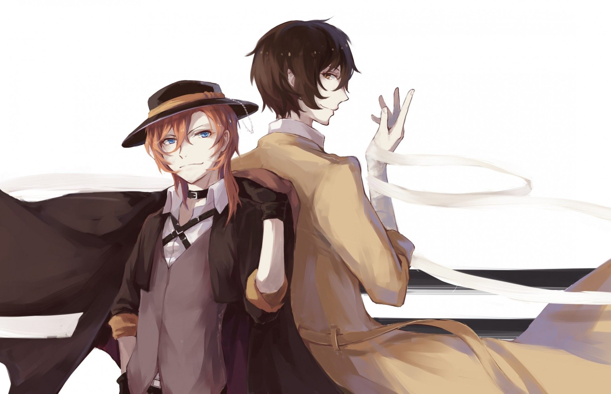 Download 2078x1340 Bungou Stray Dogs, Nakahara Chuuya, Dazai Osamu Wallpaper
