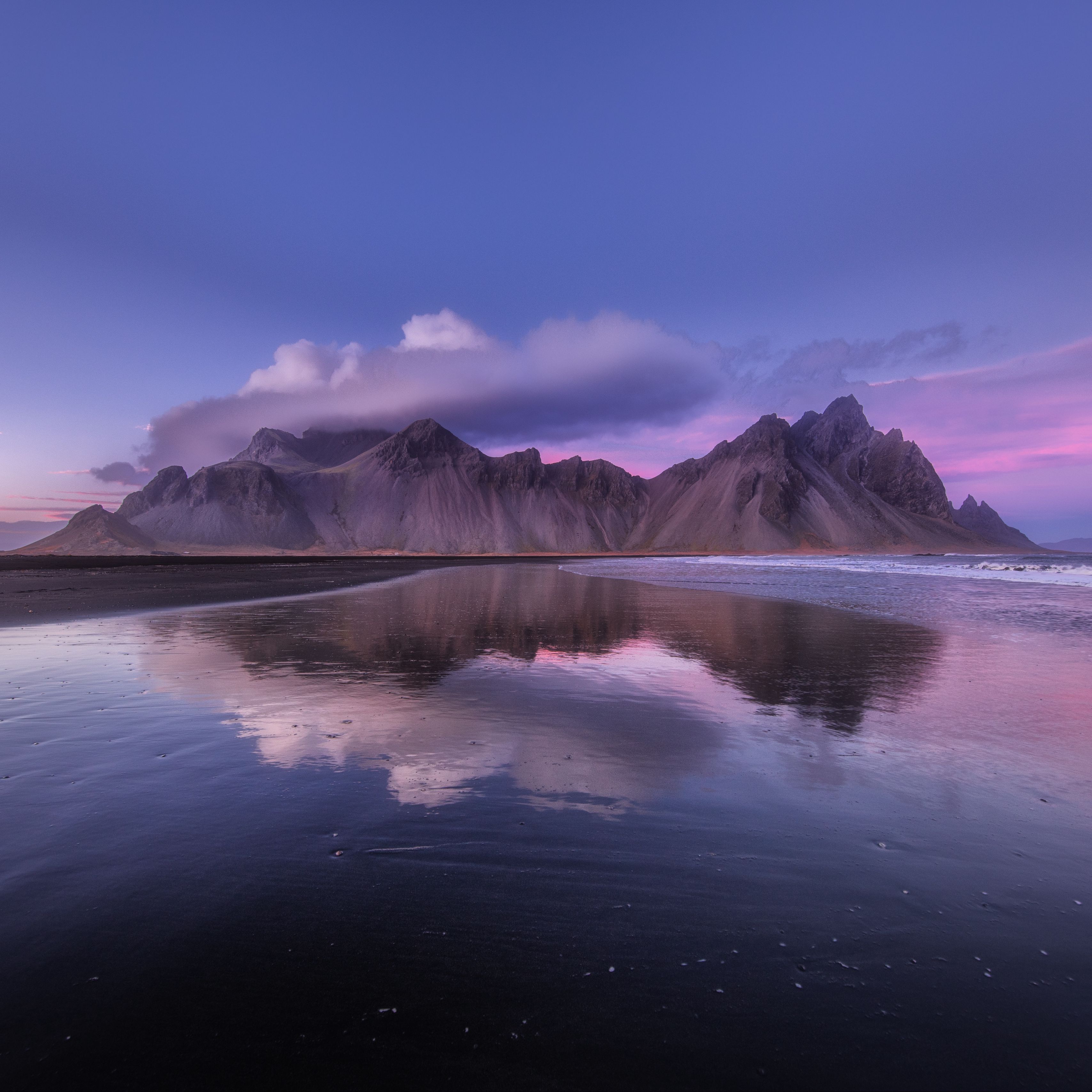 Download wallpaper 3415x3415 mountain, clouds, coast, iceland ipad pro 12.9 retina for parallax HD background