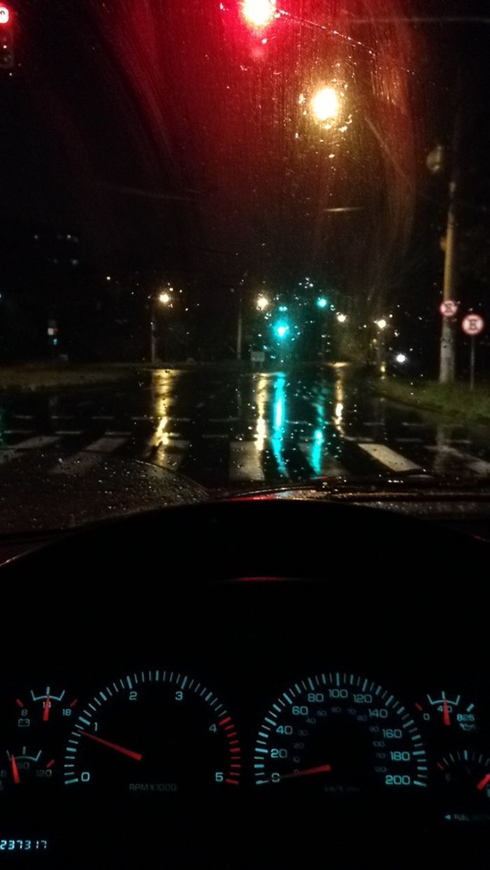 Rainy night drive in Porto Alegre, Brazil