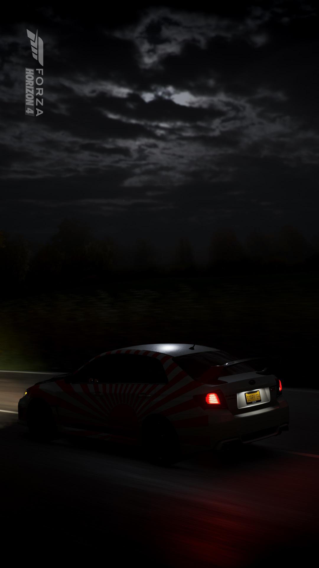 Night drive. Turns out you can use Forza to make custom phone wallpaper