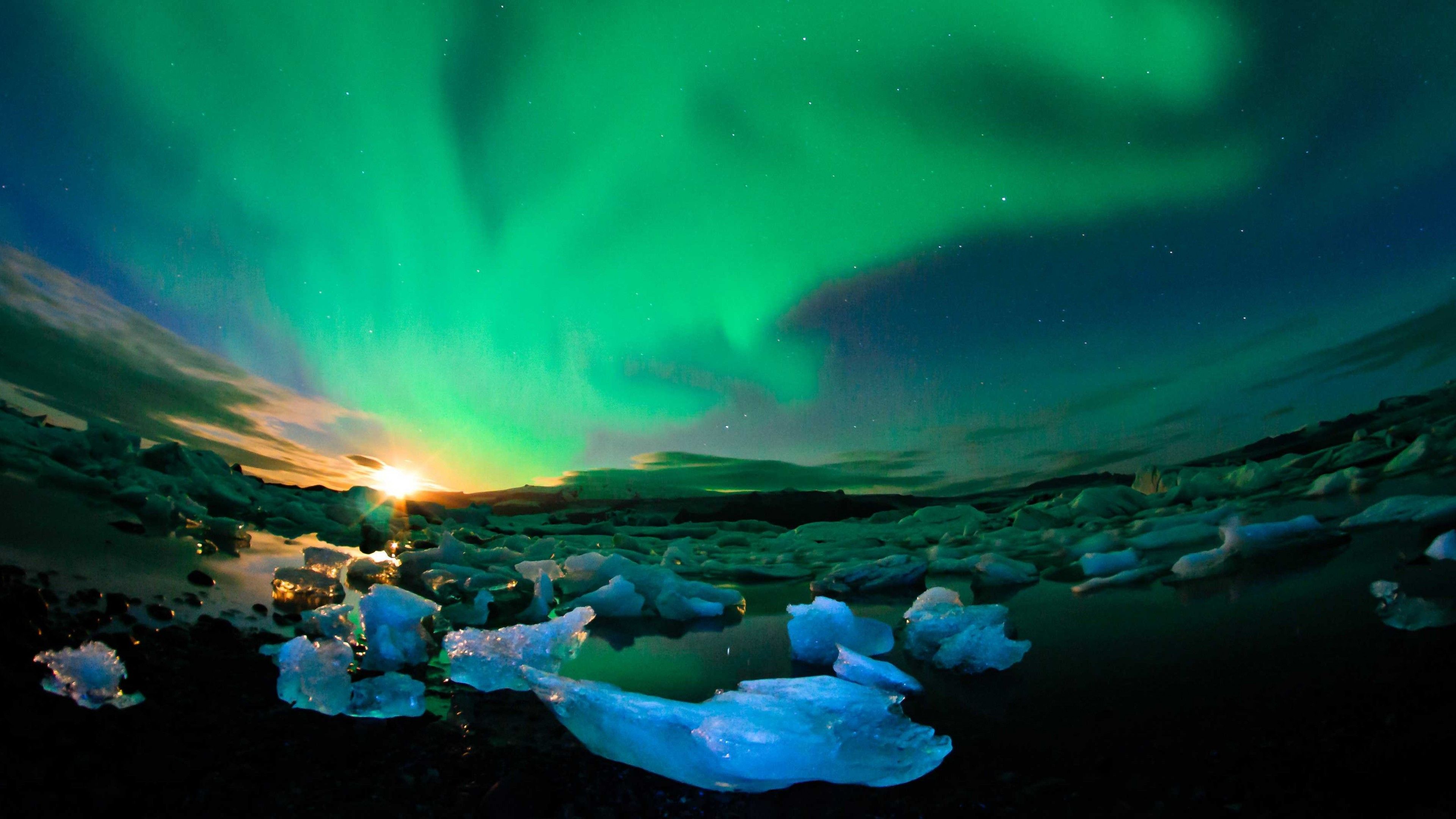 Wallpapers Iceland, 4k, HD wallpaper, northern lights, sky, ice, Nature.