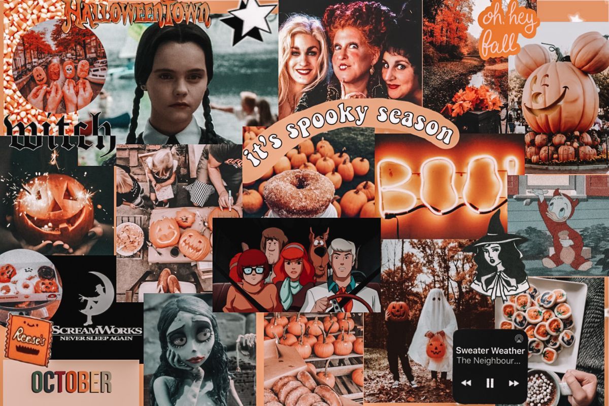 halloween computer screen collage. Desktop wallpaper art, Halloween wallpaper, Aesthetic desktop wallpaper