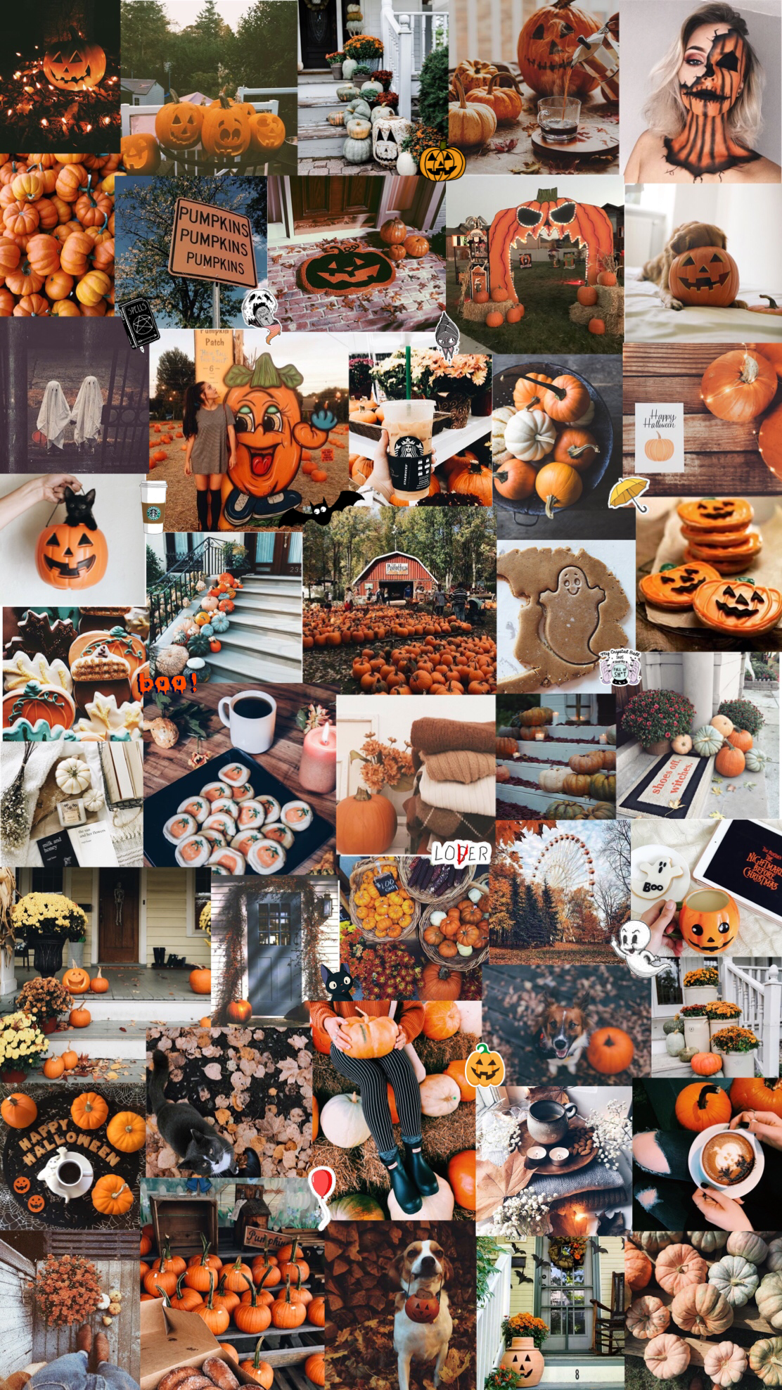 ♯ Halloween Background Collage. Cute fall wallpaper, Halloween background, Fall halloween decor
