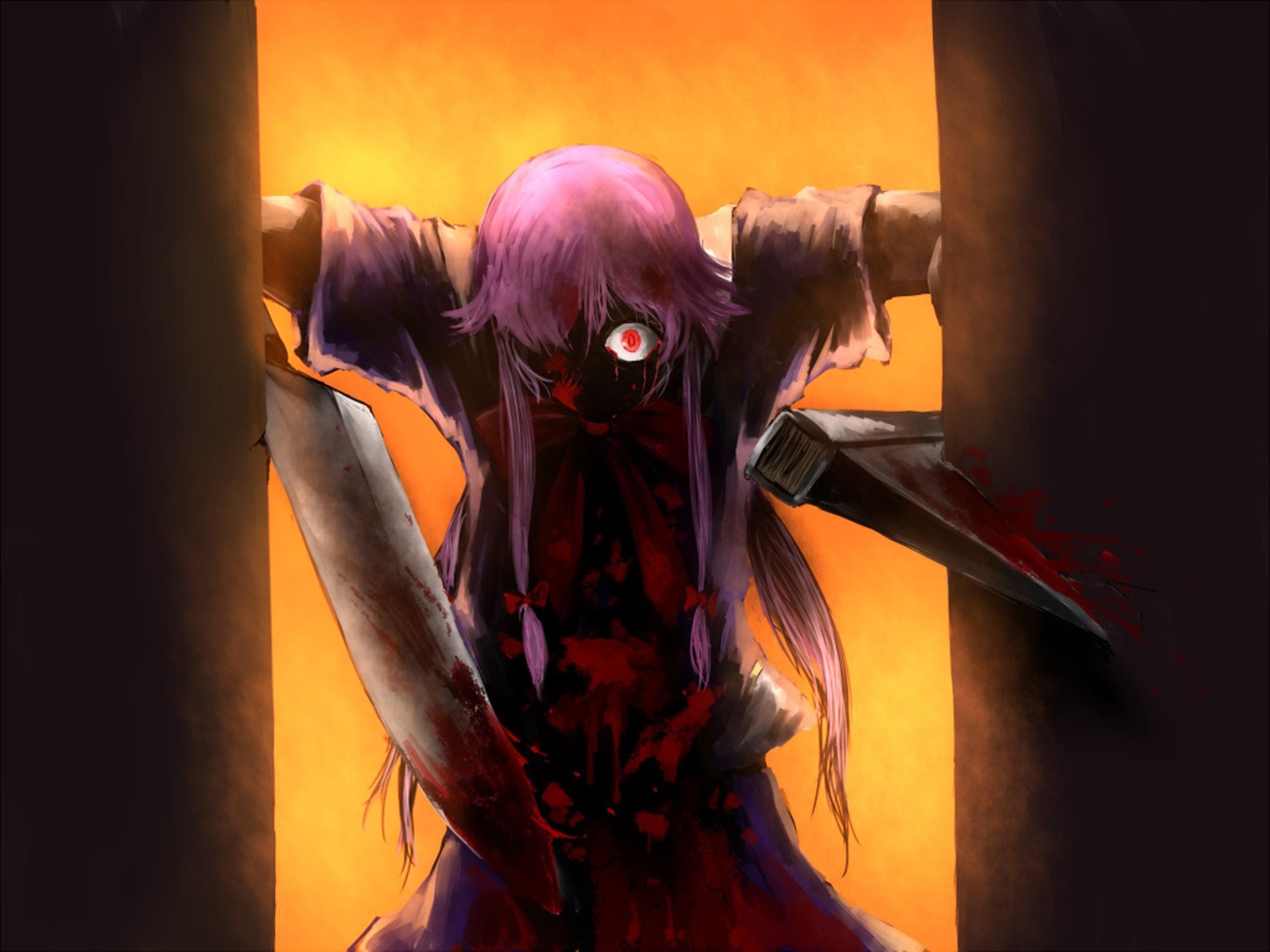 mirai nikki gasai yuno blood scream axes yandere wallpaper. Mocah.org HD Desktop Wallpaper