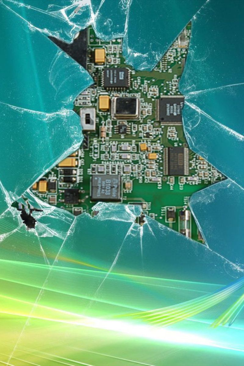 Cracked Hardware Showing Android Wallpaper Background For Cromebook HD Wallpaper