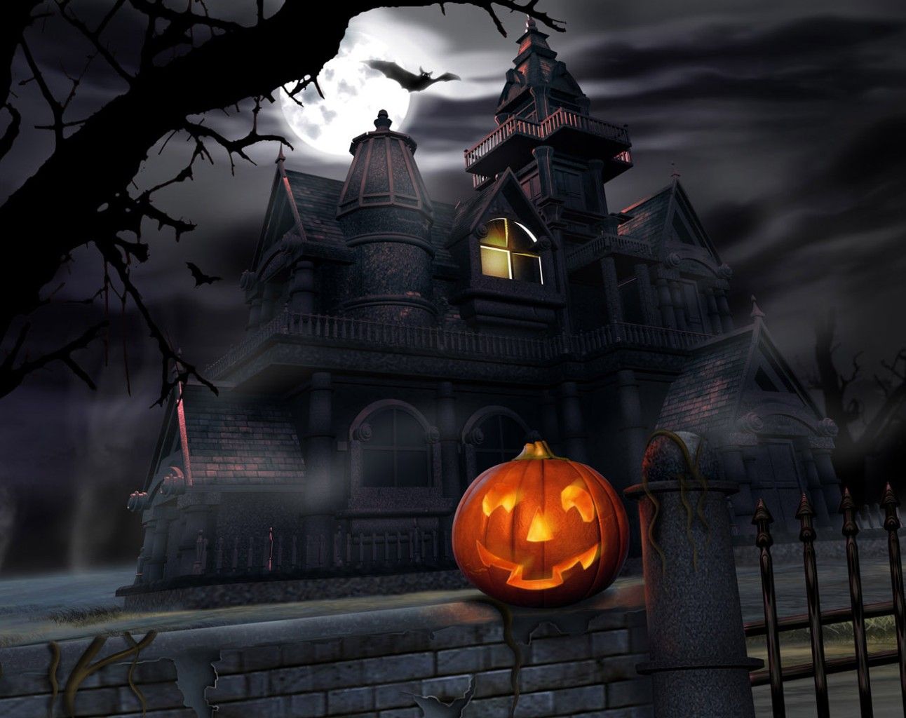 Title Holiday Halloween Pumpkin Castle Bat Desktop Wallpaper HD HD Wallpaper