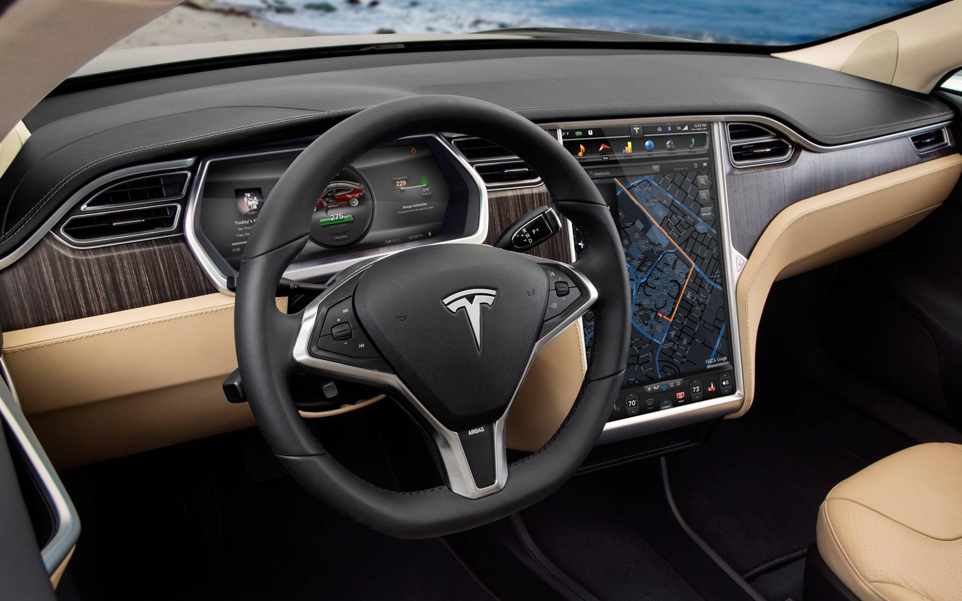 Tesla Model S Dashboard Interior Desktop Wallpaper