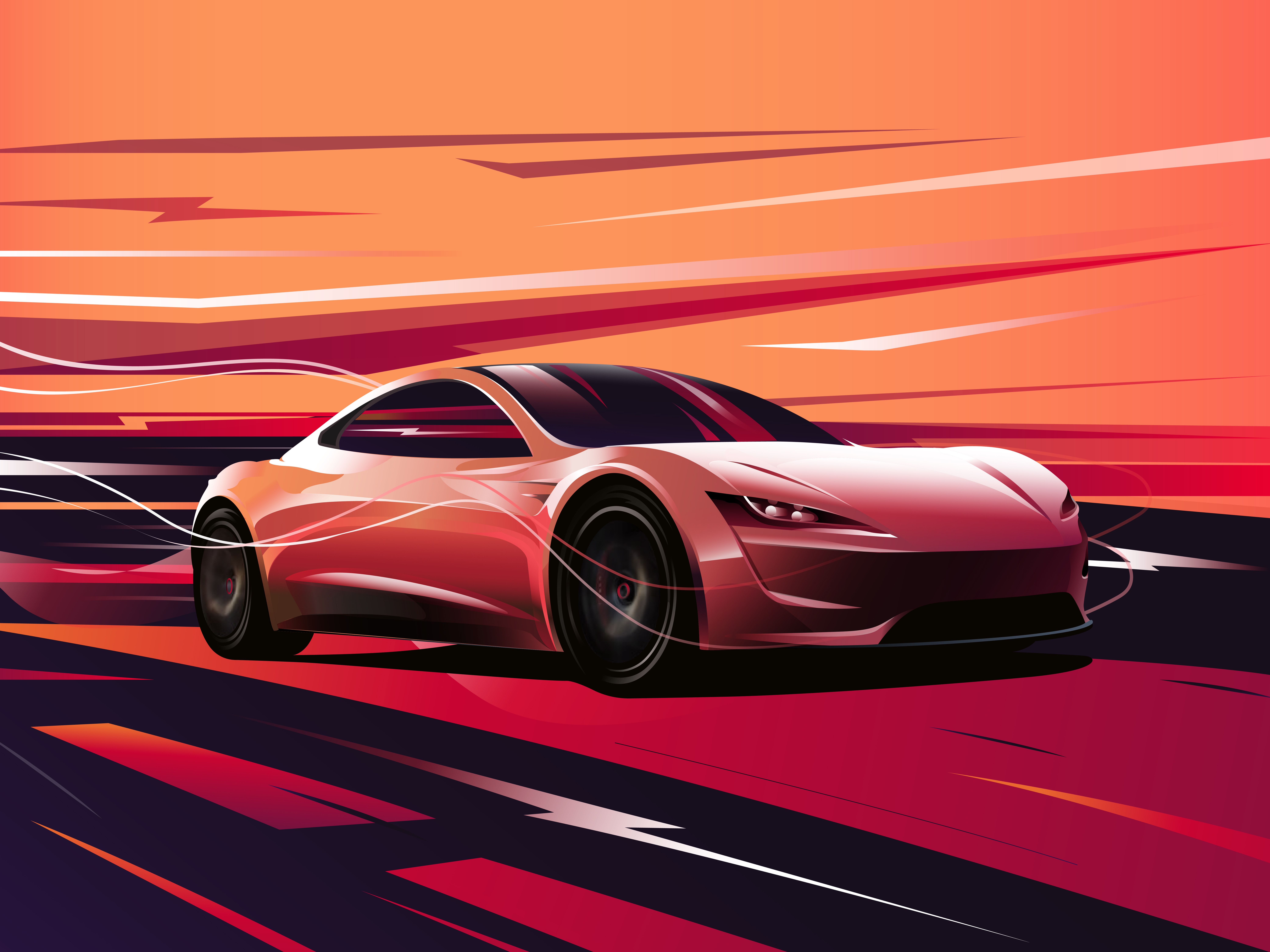 Tesla Roadster Digital Art 8k, HD Cars, 4k Wallpaper, Image, Background, Photo and Picture