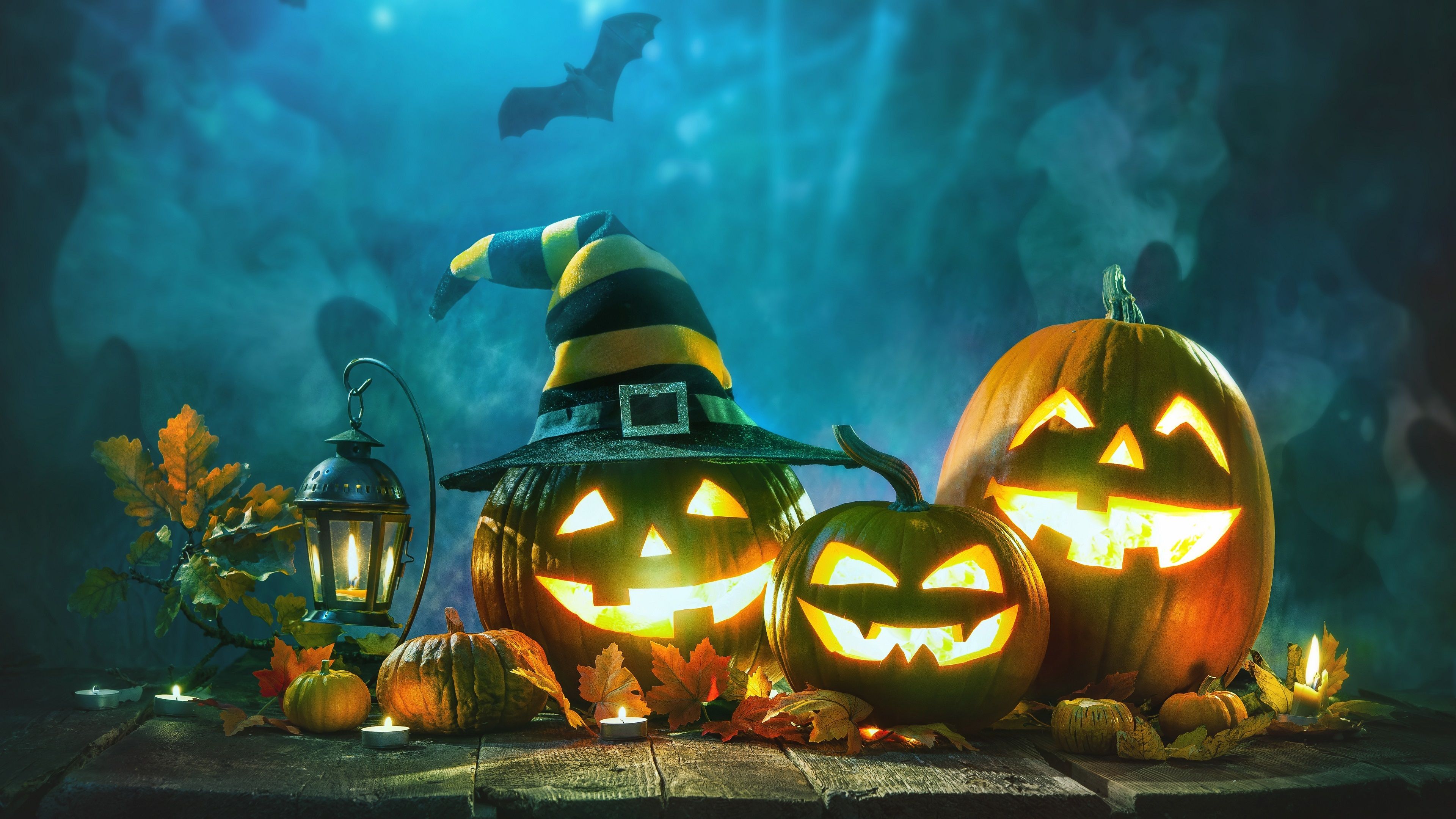 Wallpapers Halloween, pumpkin lamp, night 3840x2160 UHD 4K Picture, Image