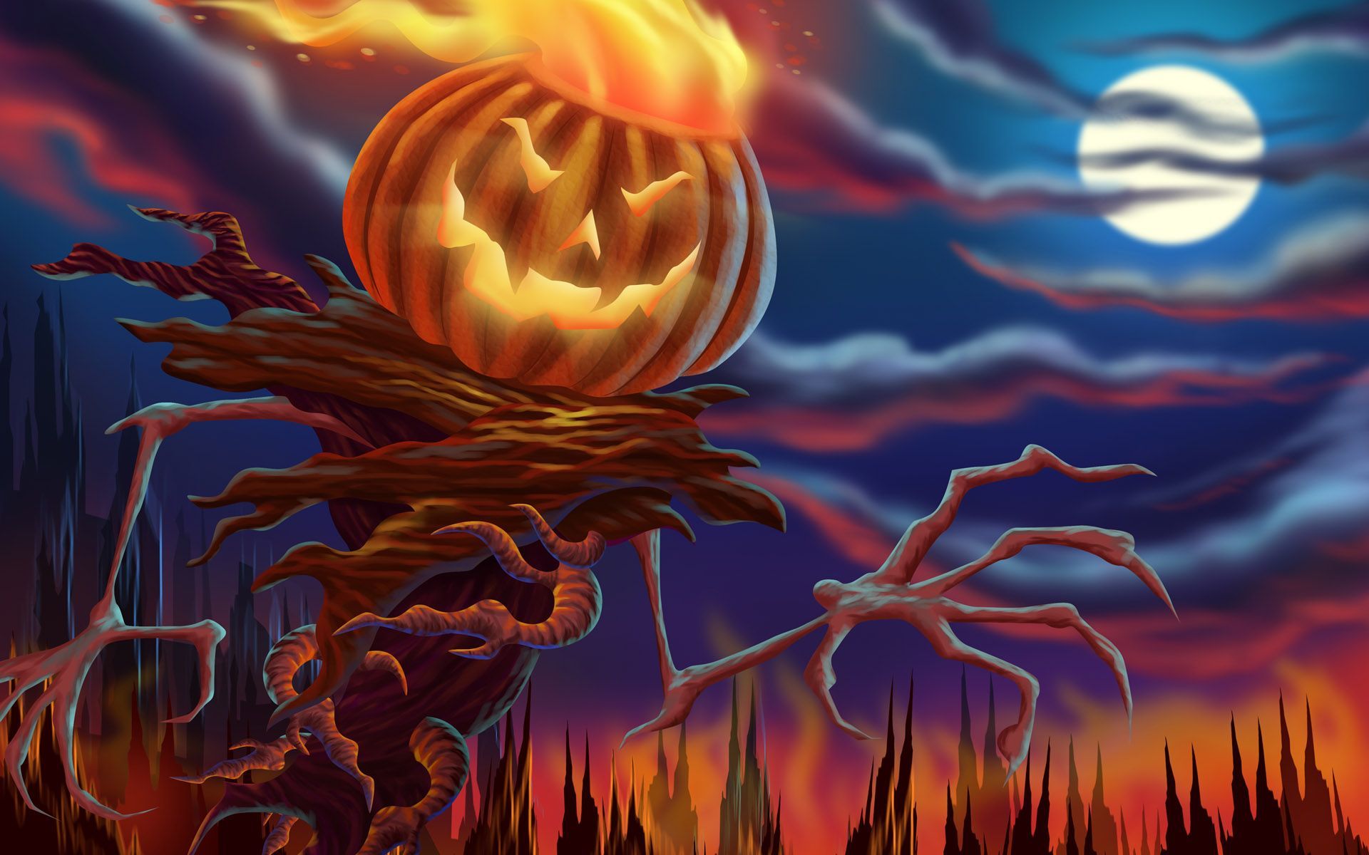 Download Pumpkin Monster HD Wallpaper. Halloween wallpaper, Halloween prints, Scary halloween pumpkins