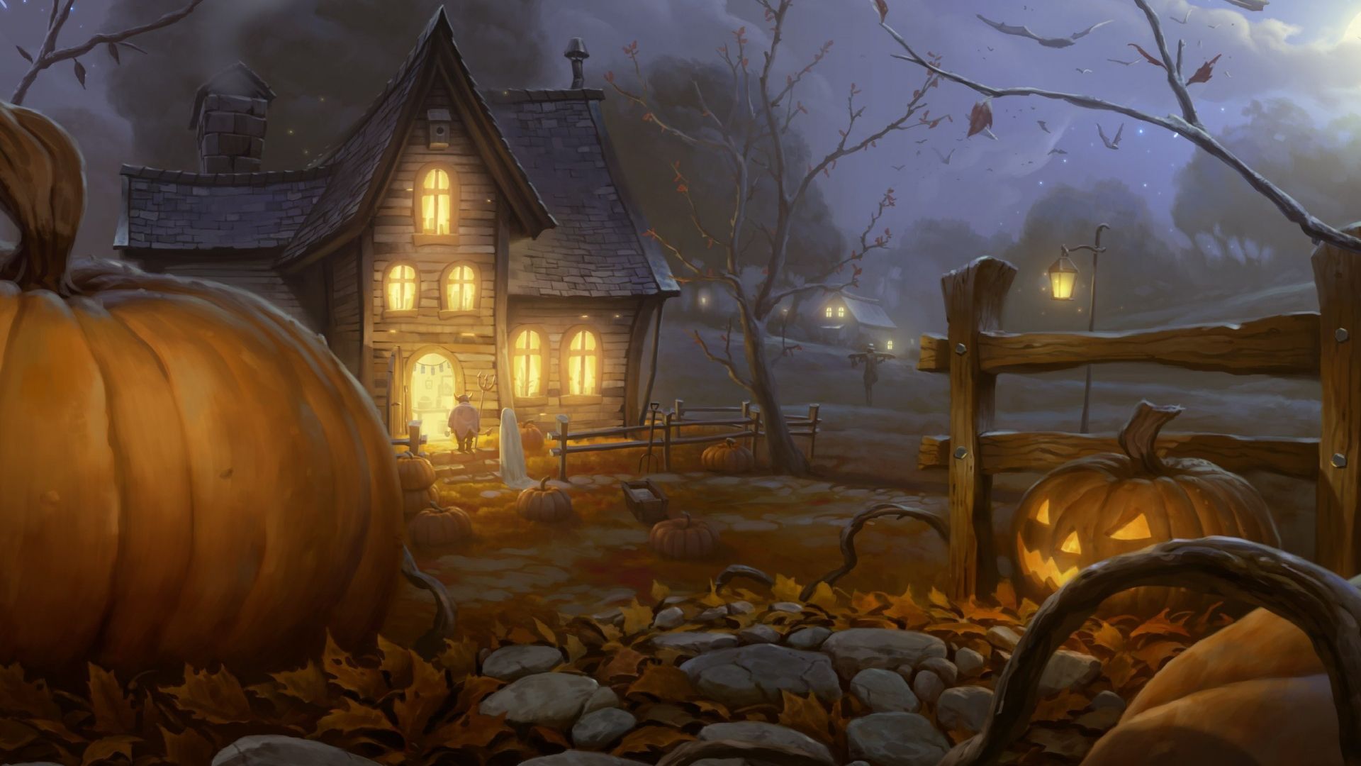 Trick Or Treating Halloween Autumn Fall HQ Image Free Wallpaper