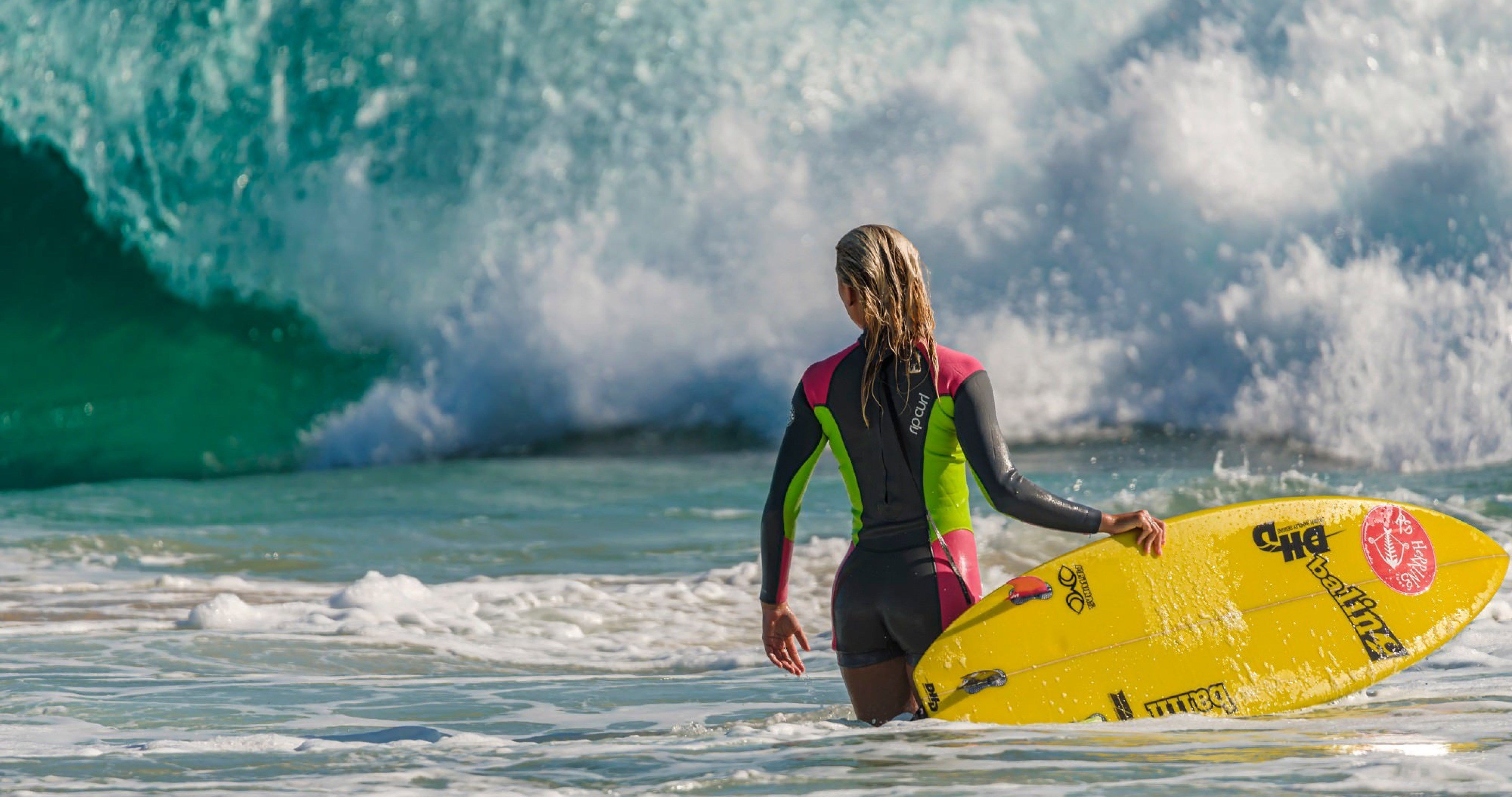 surfing girl with board 4k ultra HD wallpaper. Surfing, Surf girls, HD wallpaper