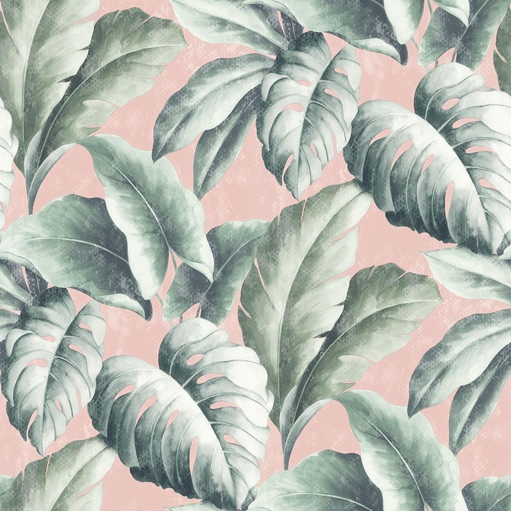 I Love Wallpaper Tropicana Floral Leaf Wallpaper Pink from I Love Wallpaper UK