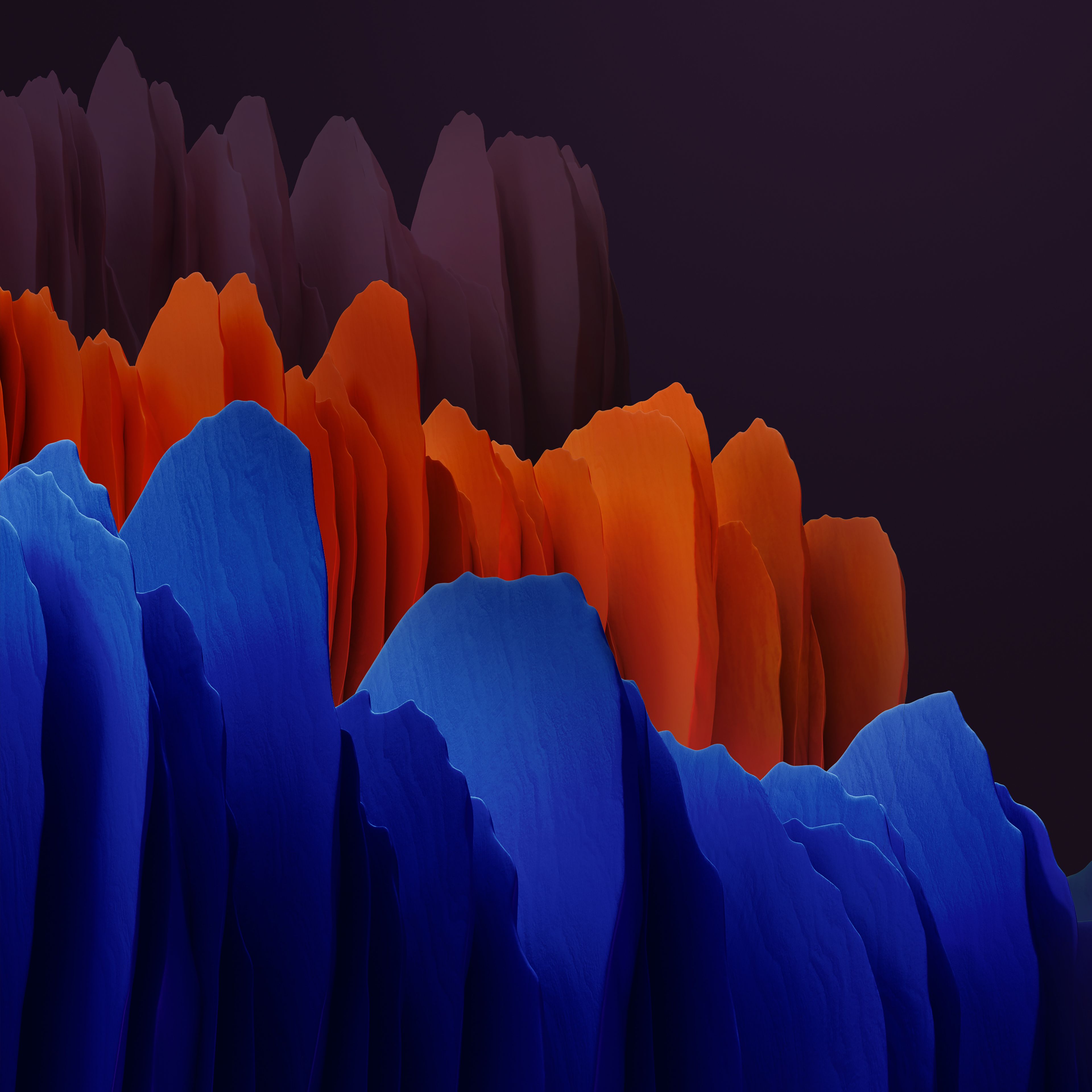 Samsung Galaxy Tab S7 4K Wallpaper, Orange, Blue, Dark, Stock, Abstract