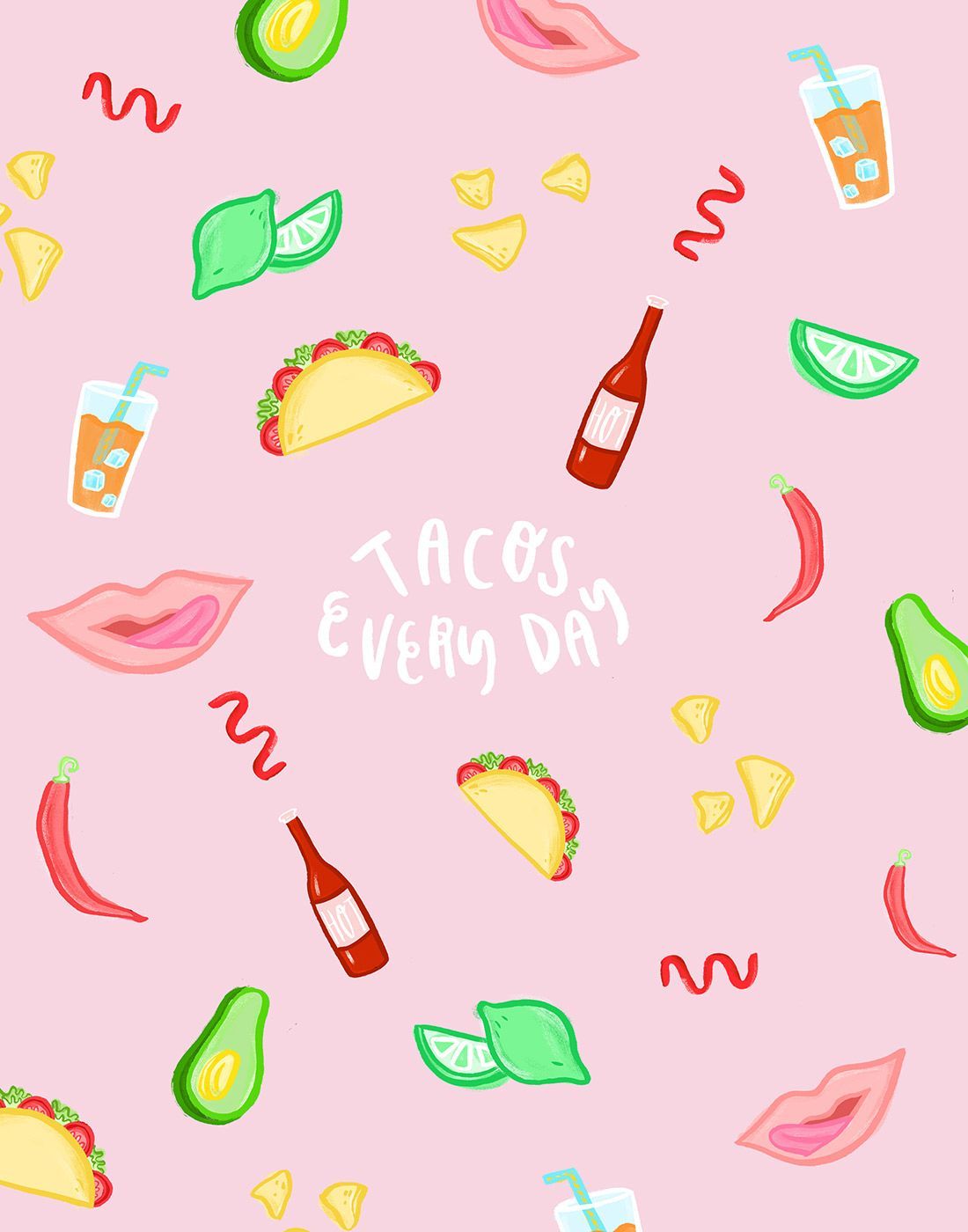 Drawn to You // 5 Lovely Indeed. Taco wallpaper, Taco drawing, Pattern drawing