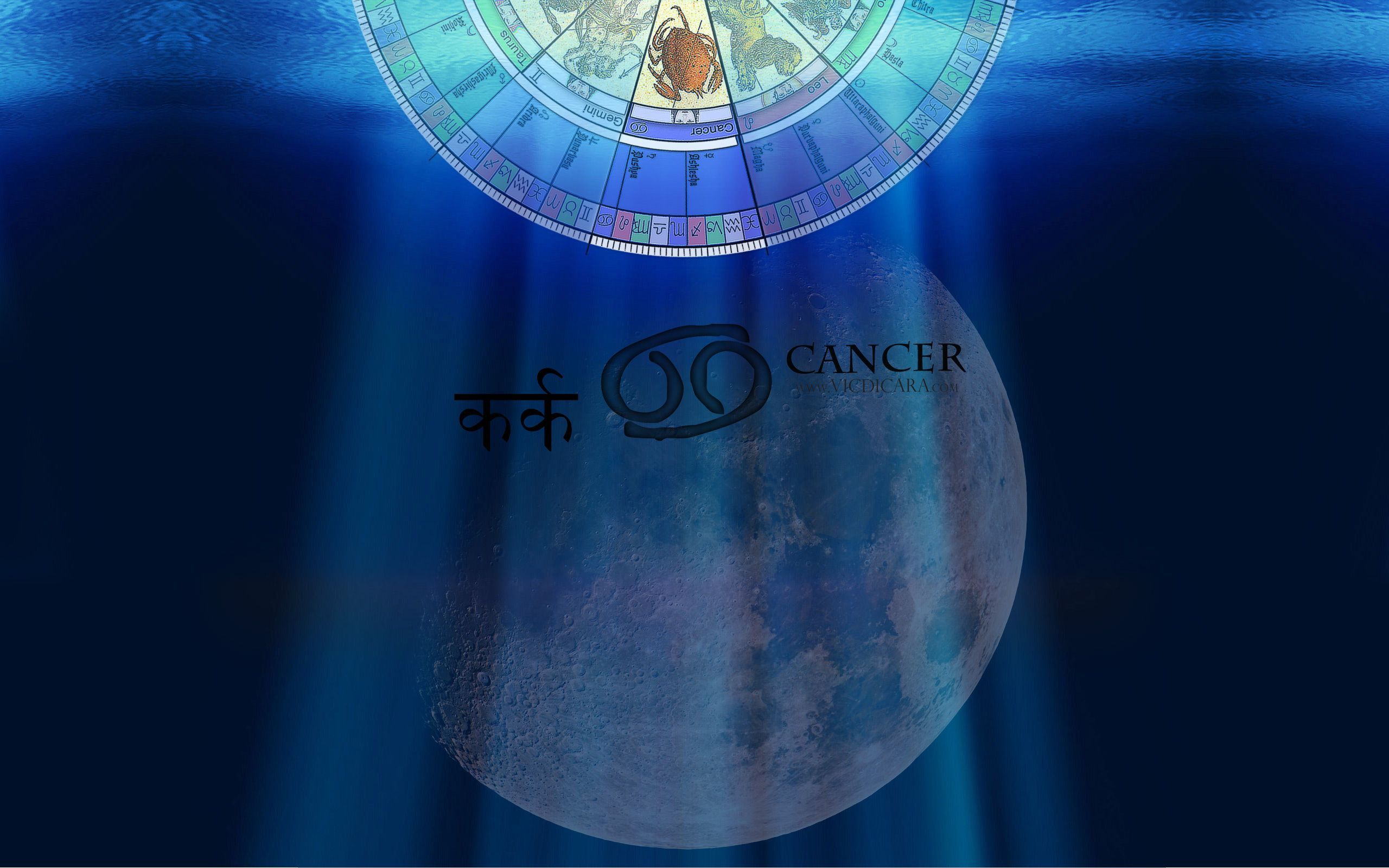 Zodiac sign cancer on the background of the moon wallpaper