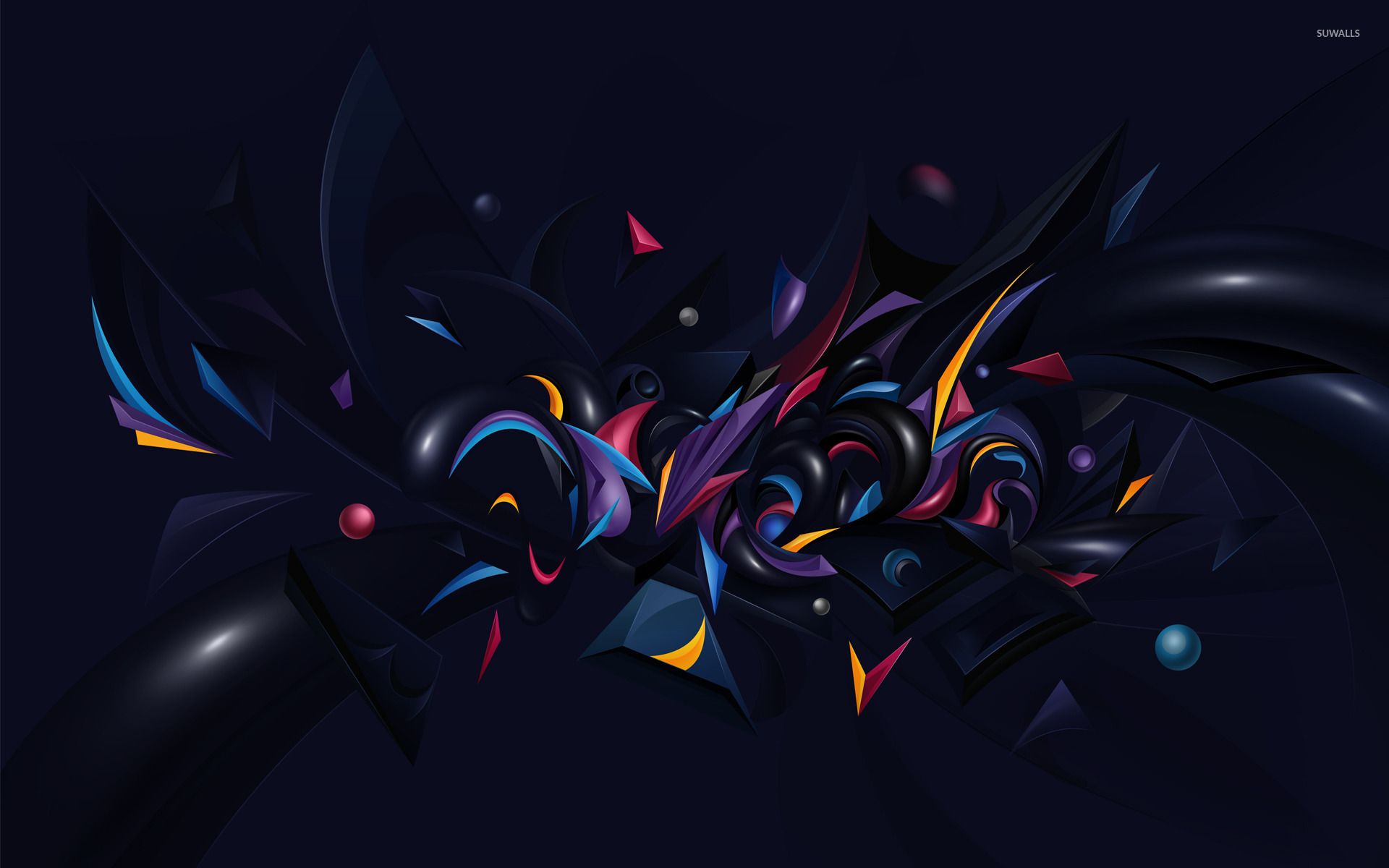Colorful shapes on a dark background wallpaper wallpaper
