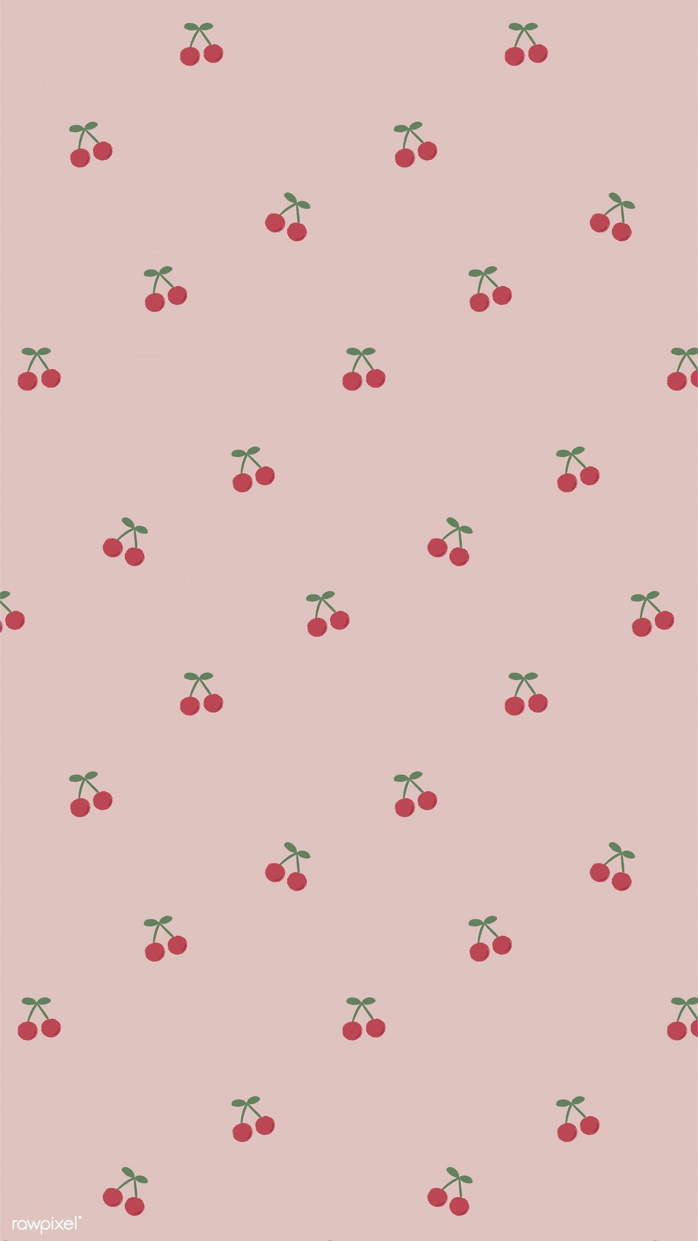 Download premium illustration of Red hand drawn cherry pattern on pink. Soft wallpaper, Wallpaper iphone cute, Pastel wallpaper