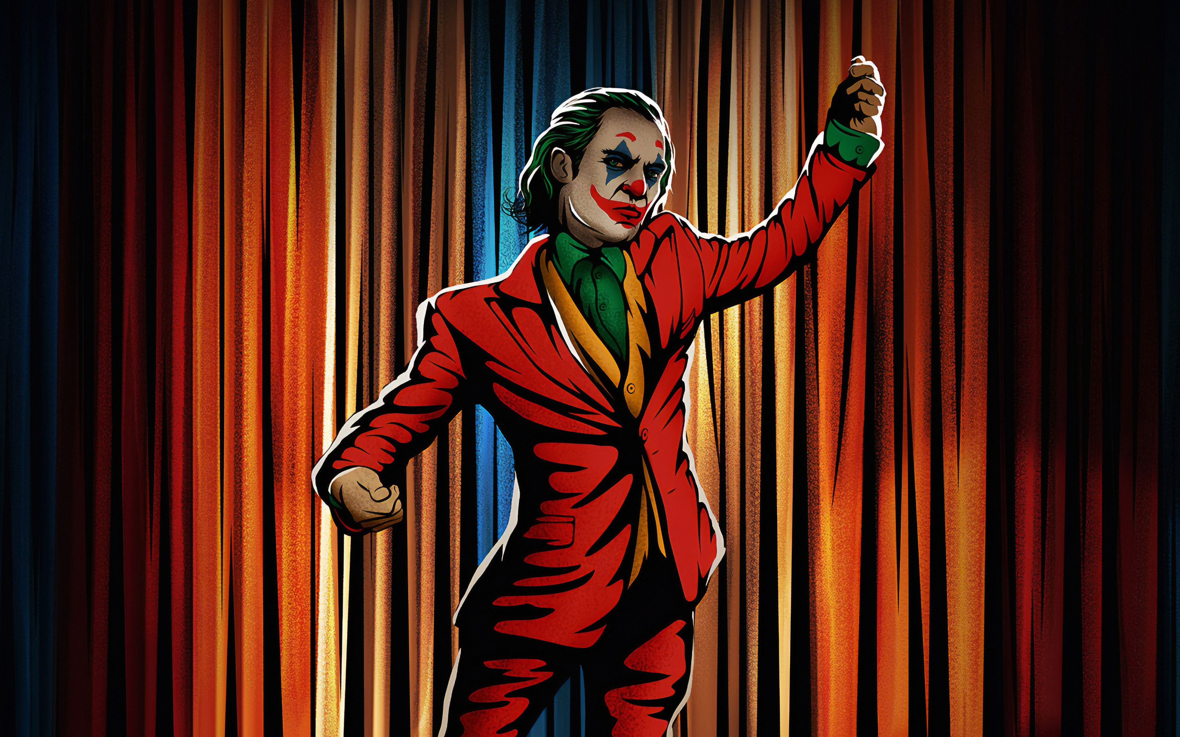 Download wallpaper Dancing Joker, 4k, retro art, supervillain, fan art, creative, Joker 4K, artwork, Joker for desktop with resolution 3840x2400. High Quality HD picture wallpaper