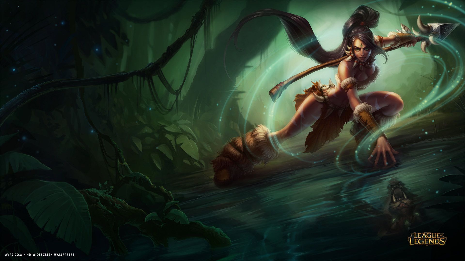 league of legends game lol nidalee girl jungle HD widescreen wallpaper / games background