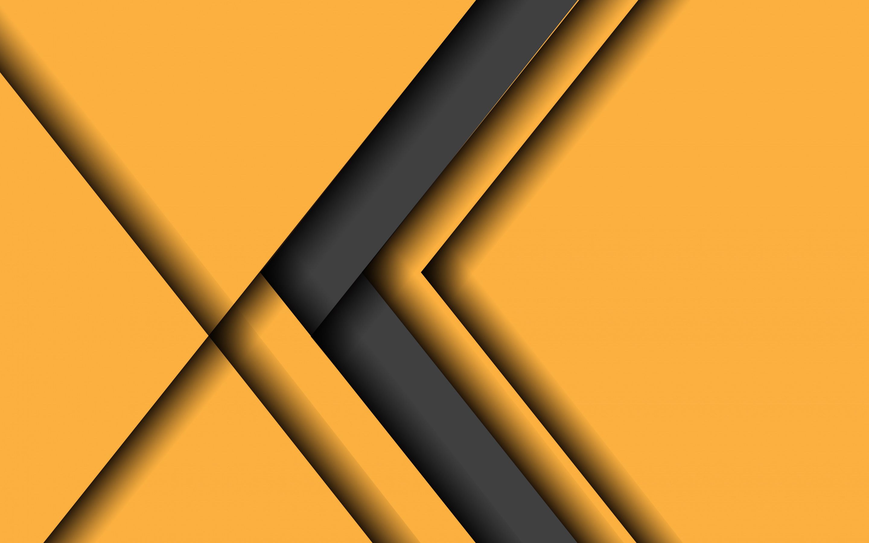 Download wallpaper yellow material background, material design, yellow- black abstraction, lines, abstract background for desktop with resolution 2880x1800. High Quality HD picture wallpaper