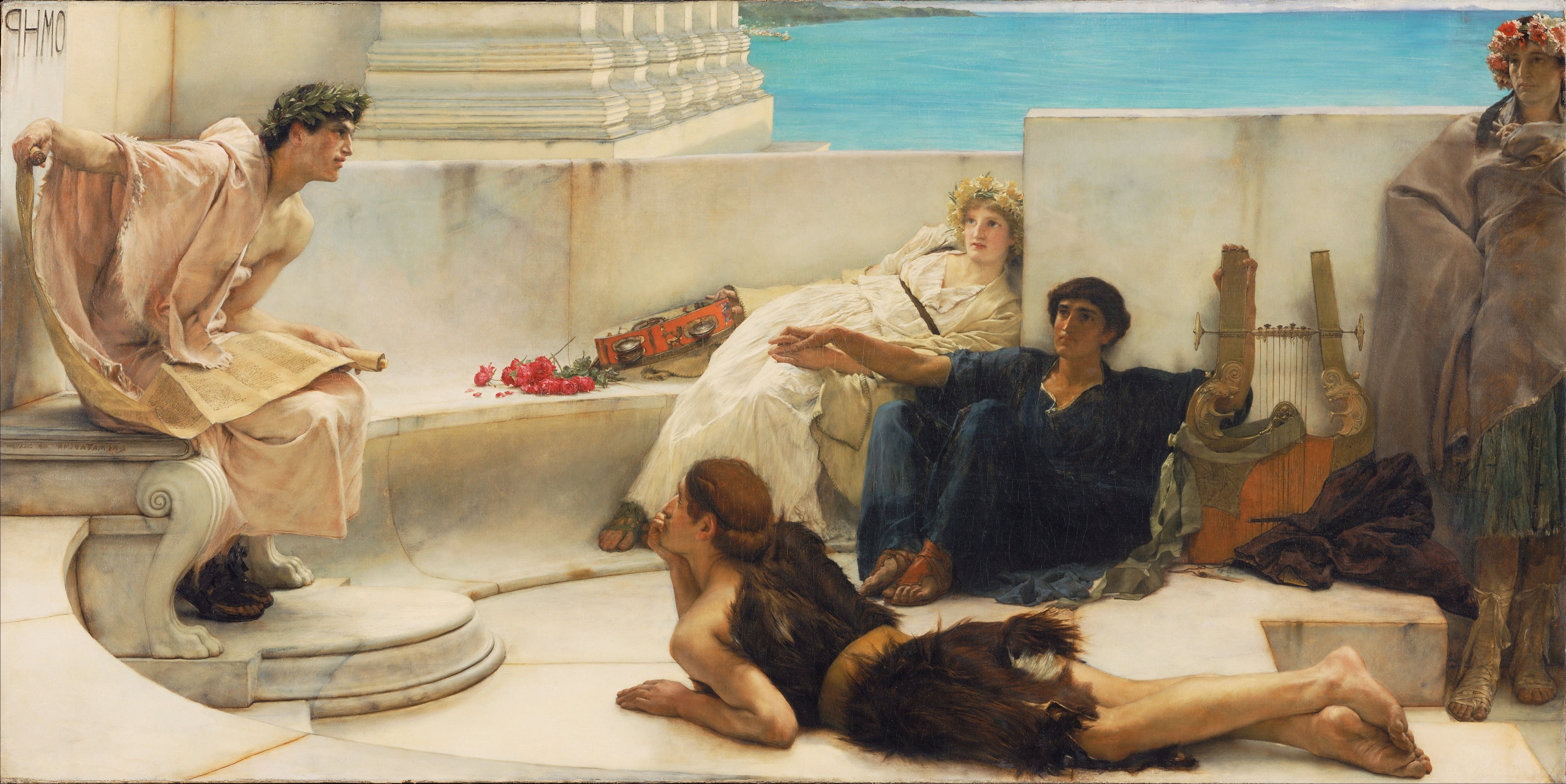 classic Art, Painting, History, Greek Mythology, comelydellarte.tumblr.com, Laurence Alma Tadema, A Reading From Homer, Artwork Wallpaper HD / Desktop and Mobile Background