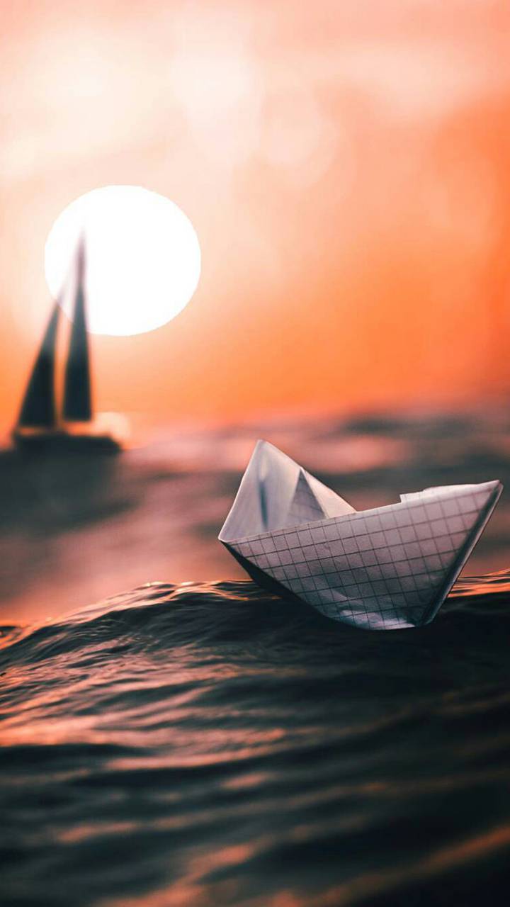 paper boat in water wallpaper clipart