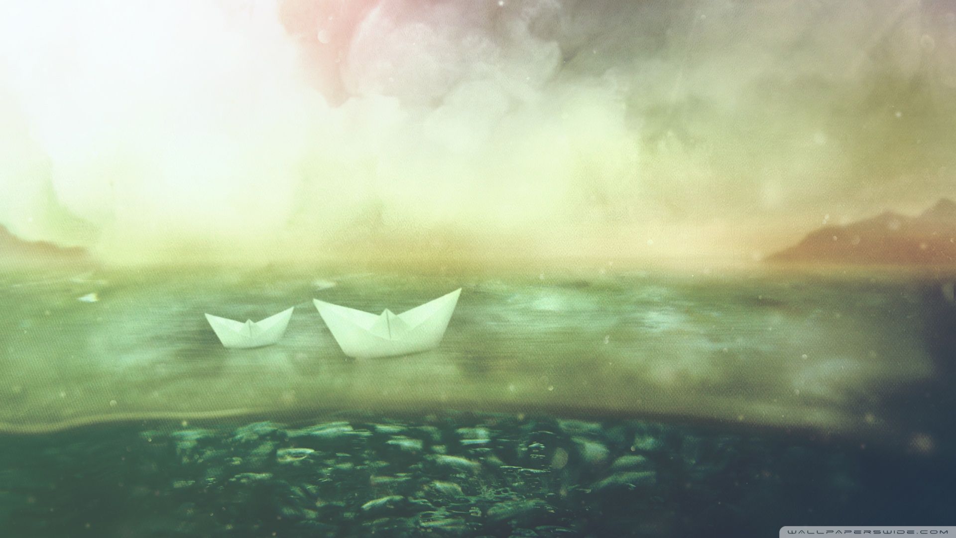 Download Paper Boats Wallpaper 1920x1080