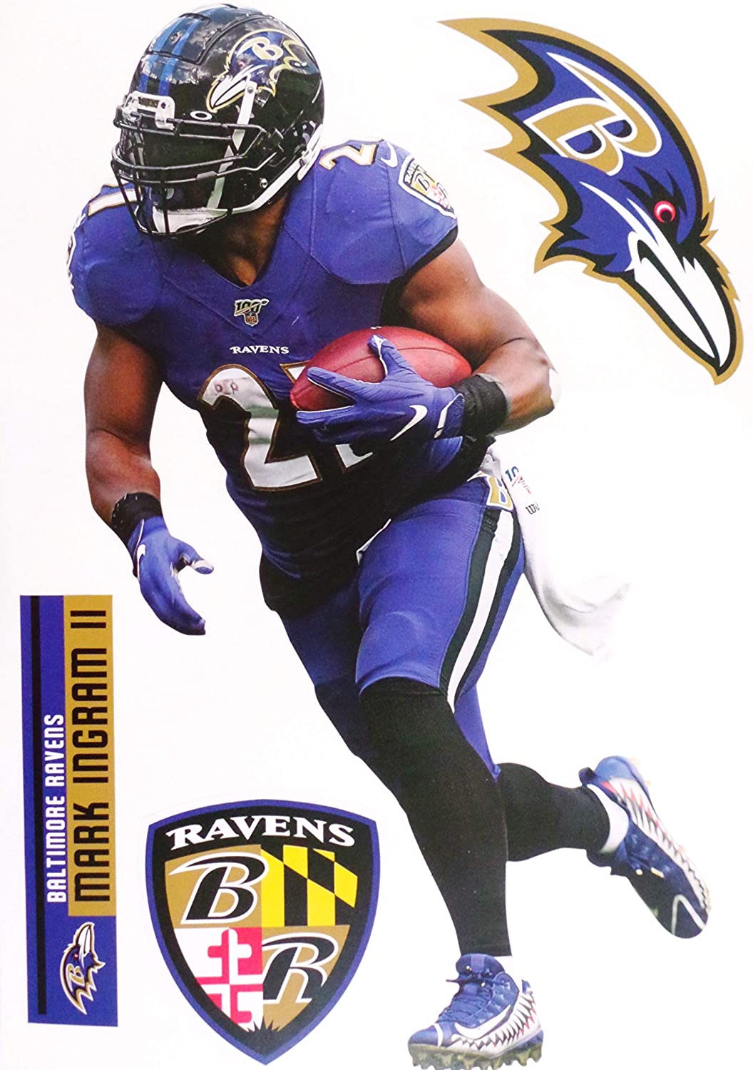 Mark Ingram FATHEAD Baltimore Ravens Logo Set Official NFL Vinyl Wall Graphics 17 INCH: Clothing