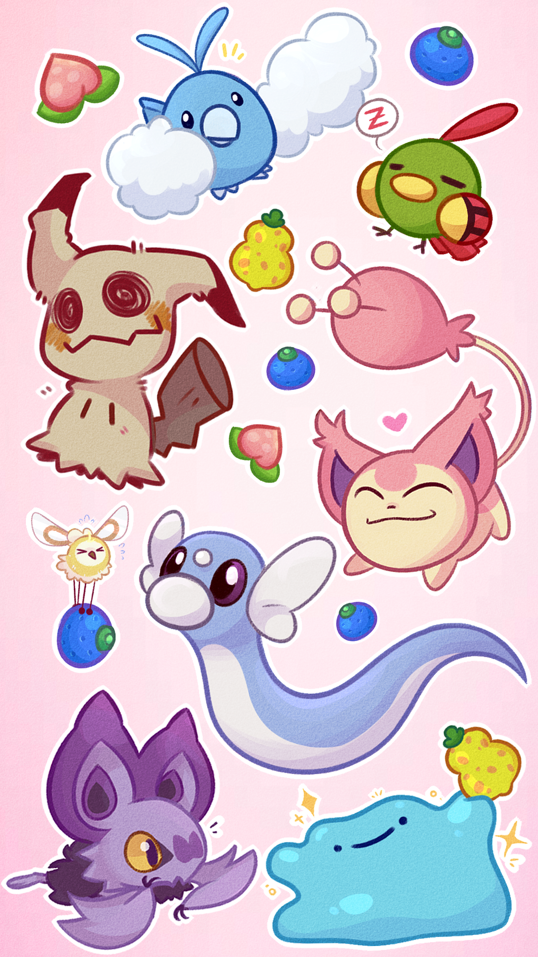 A wallpaper of cute Pokemon I drew!