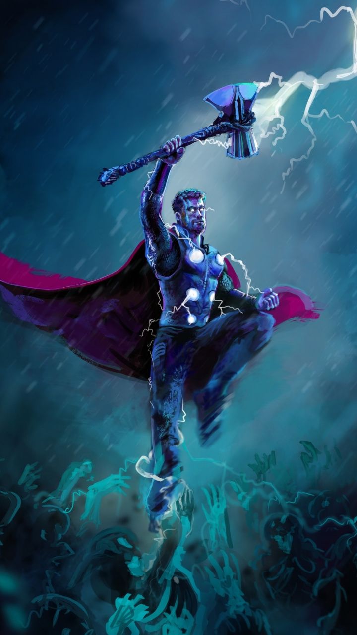 Thor, thunder storm, artwork, 720x1280 wallpapers