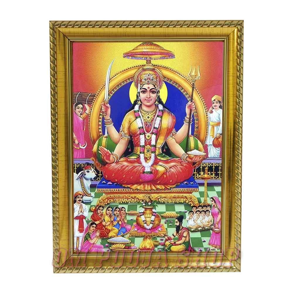 Buy Om Pooja Shop Wood Santoshi Mata Photo Frame (Yellow5 X 7 Inch) Online at Low Prices in India