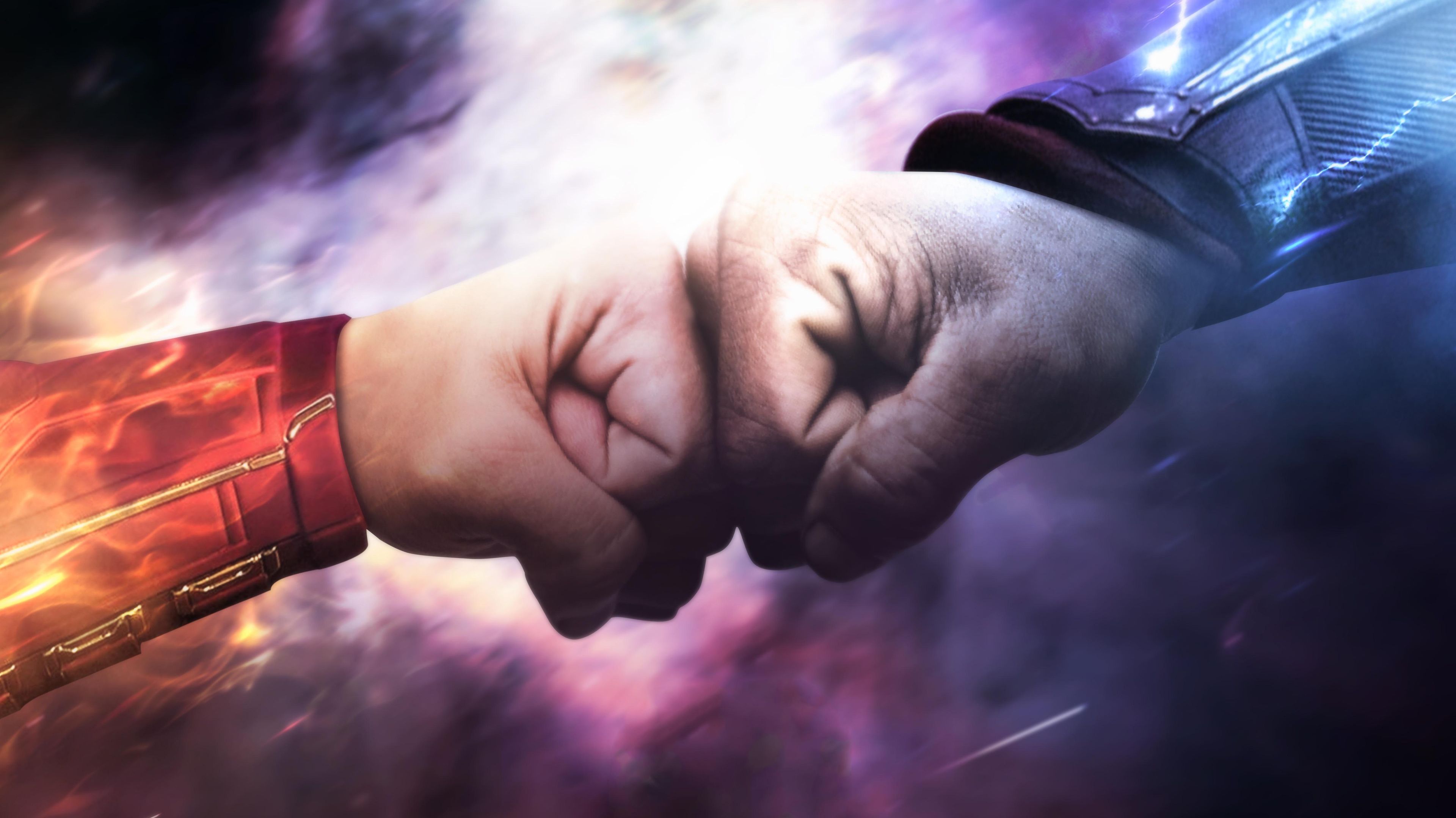 Wallpapers 4k Captain Marvel And Thor Fist 4k 4k