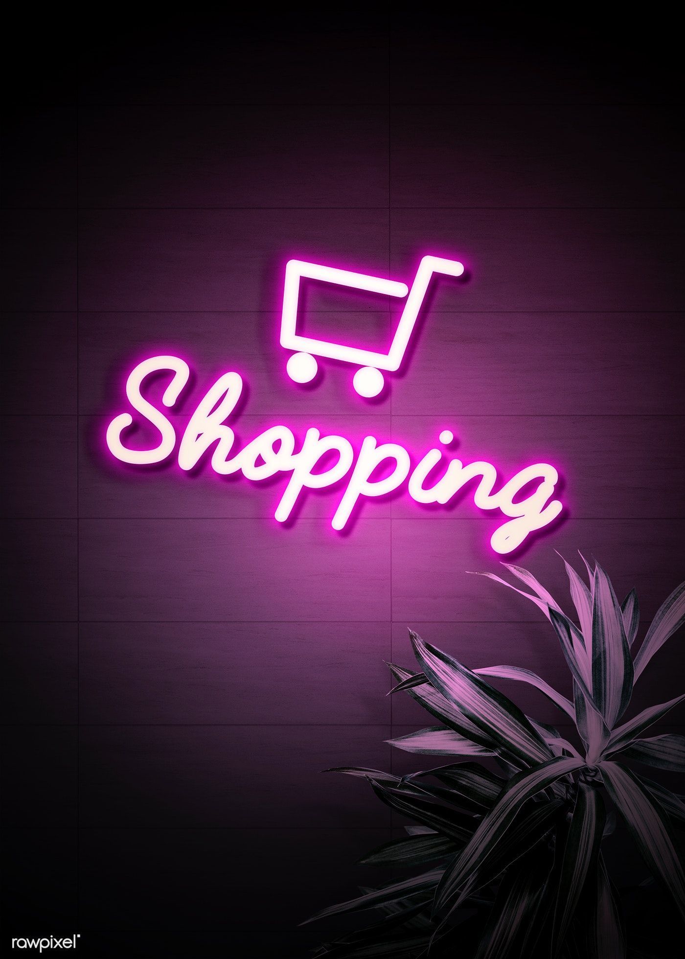 Download premium psd of Neon purple shopping cart on a wall 894347. Neon purple, Neon signs, Neon
