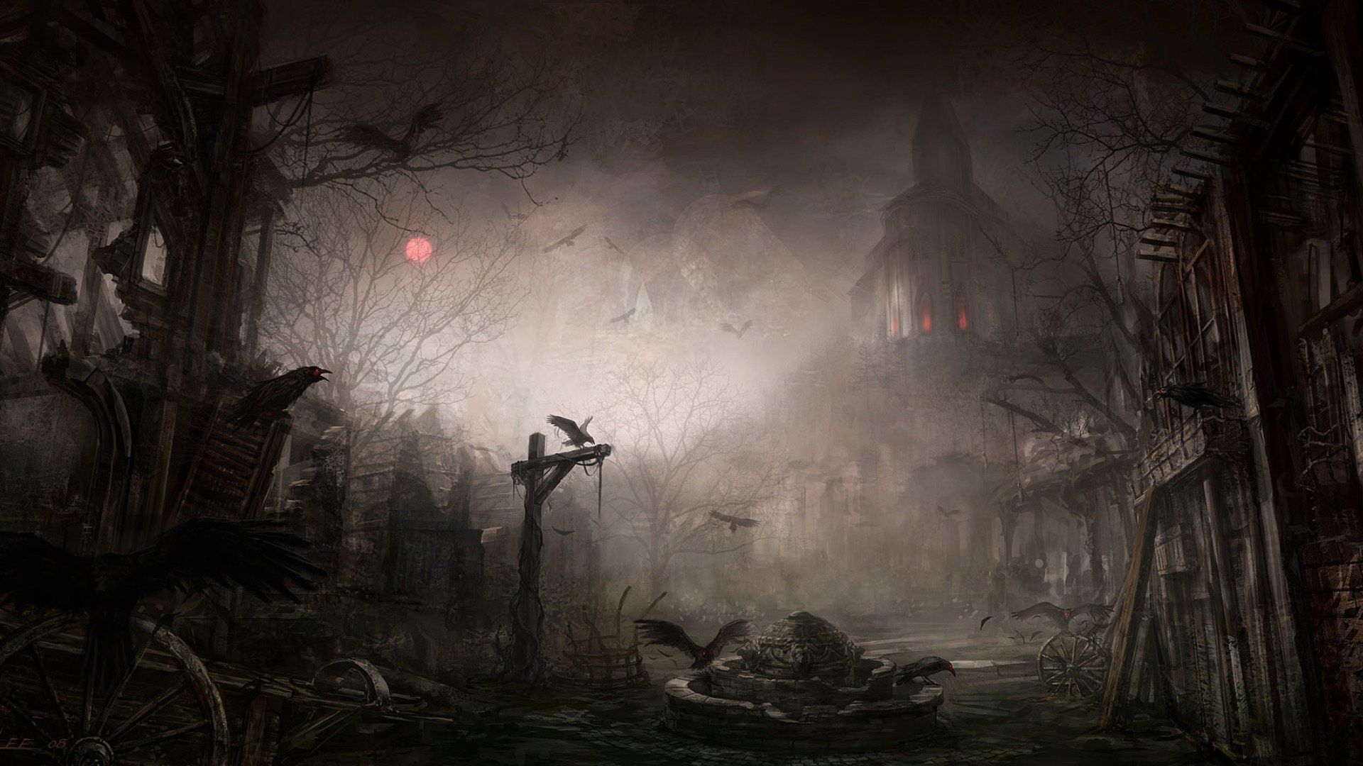 Download Creepy Landscape Wallpaper 1080p for iphone, pc desktop, android, or mac. desktop, hd. Gothic wallpaper, Scary background, Halloween wallpaper