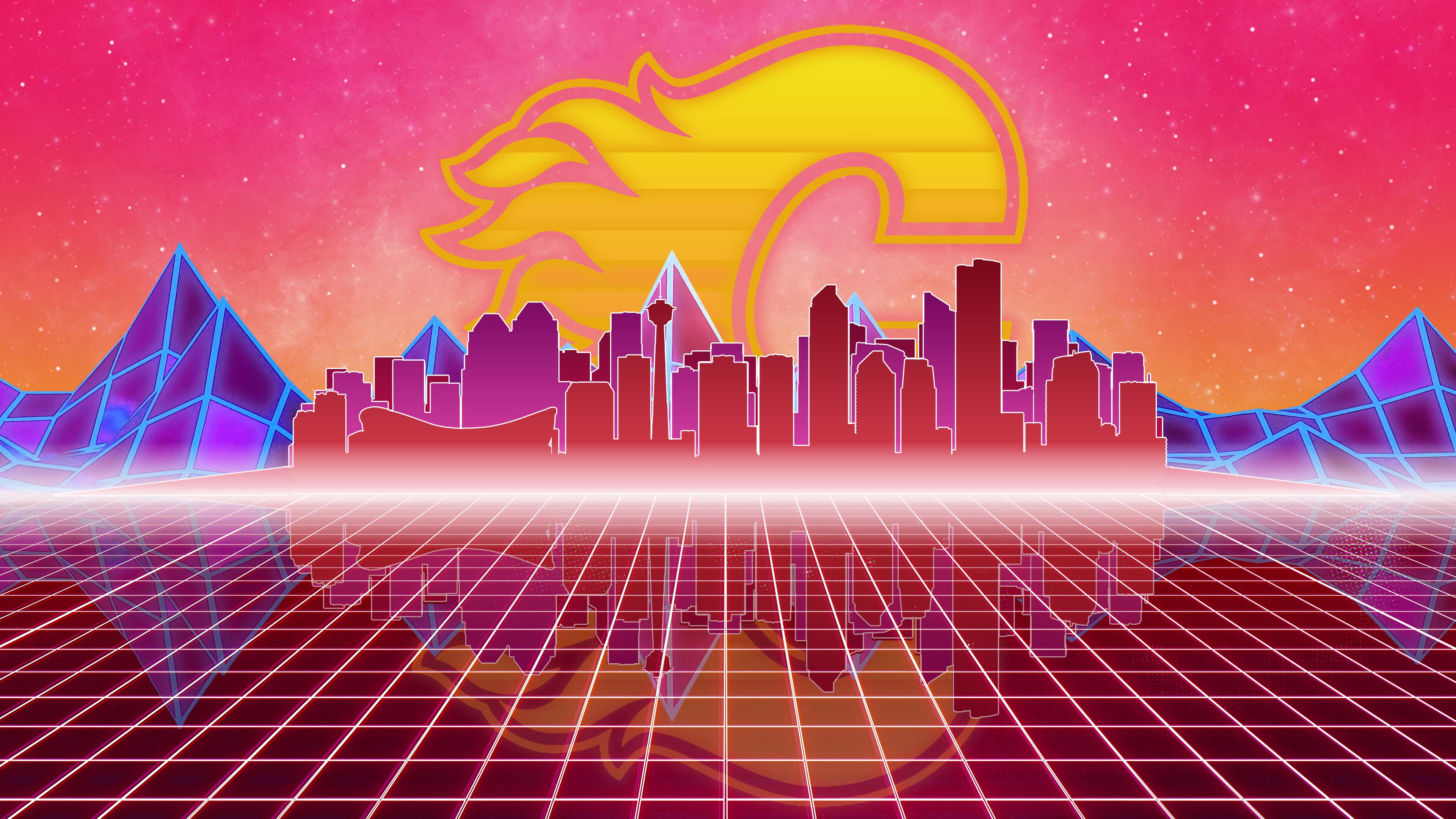 Made another Flames wallpaper, this one inspired by 80's synthwave aesthetic. Link to both desktop and mobile version in comments