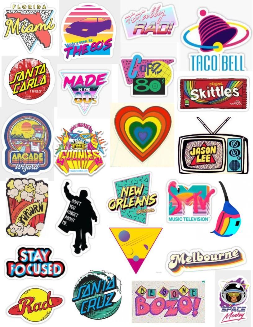 80's sticker pack' Sticker by Lauren53103. Print stickers, Aesthetic stickers, Tumblr stickers