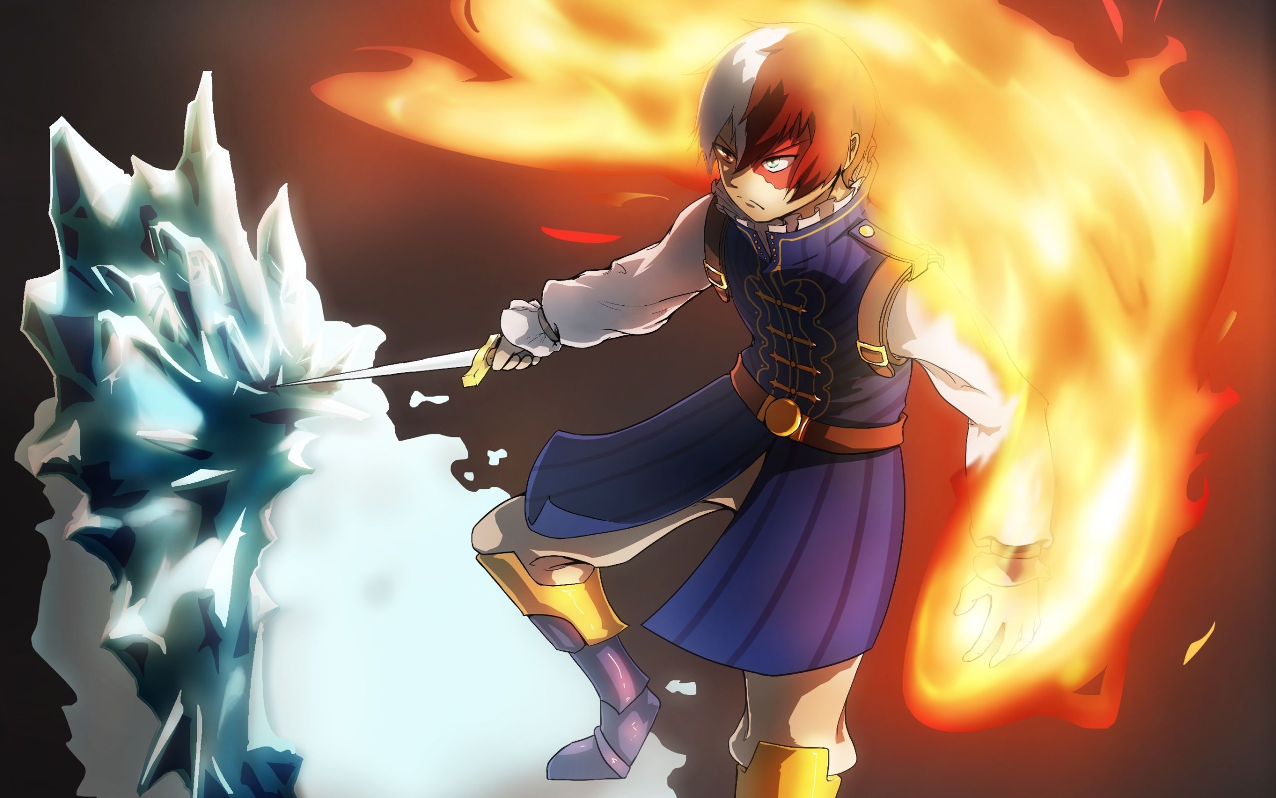 Wallpaper Of Shoto Todoroki, Anime, My Hero Academia, Fire And Ice, Download Wallpaper
