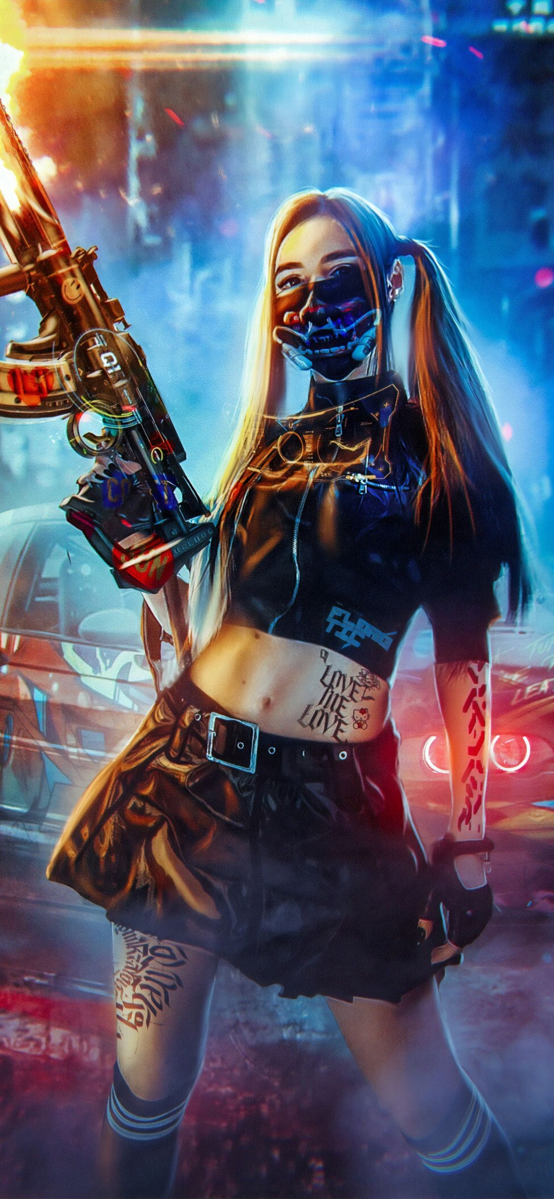 Cyberpunk Anime Girl 4K Phone iPhone Wallpaper #6200b