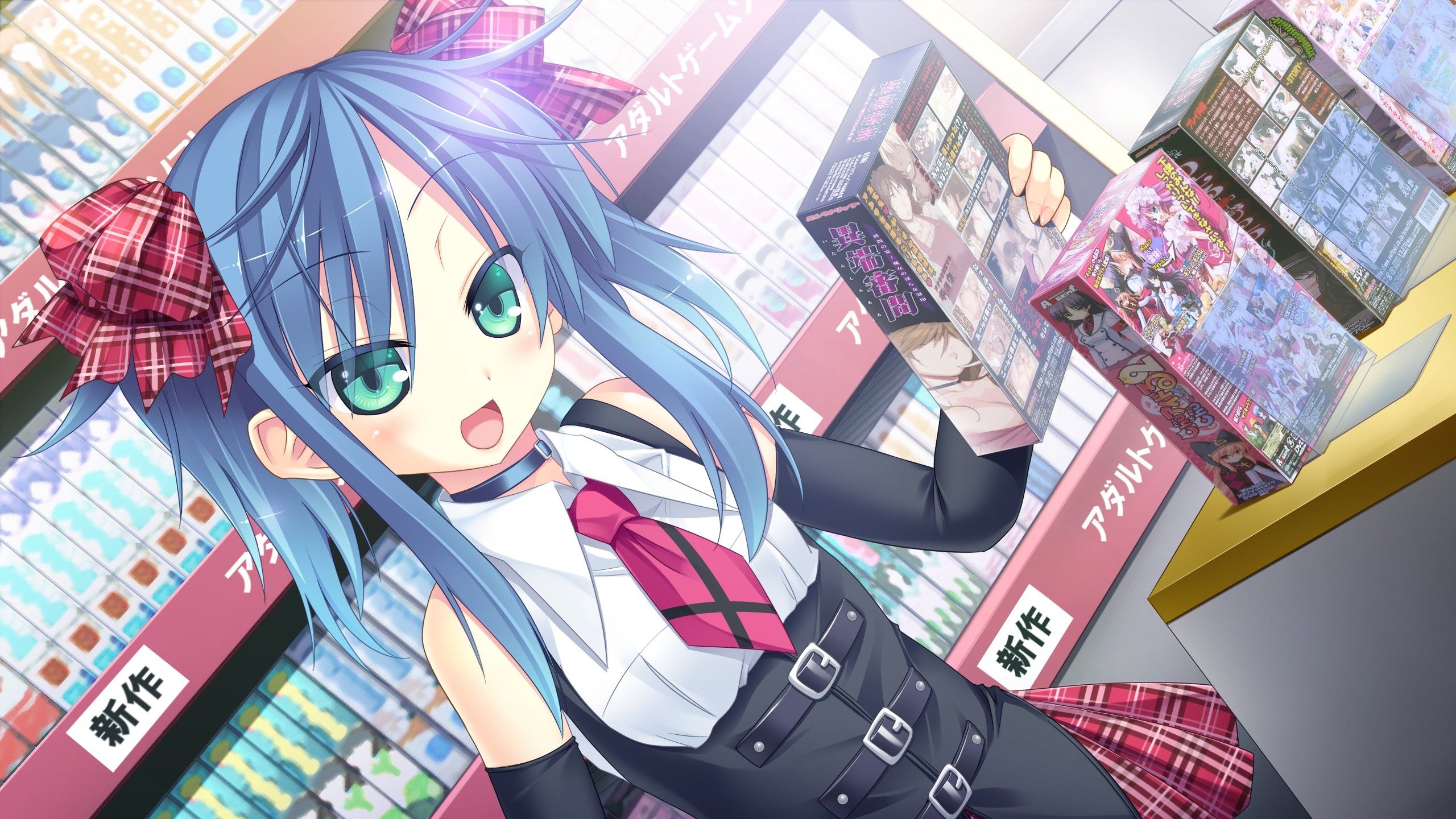 Aoba Mami Blue Hair Game Cg Green Eyes Loli Otama Otaku HD Wallpaper