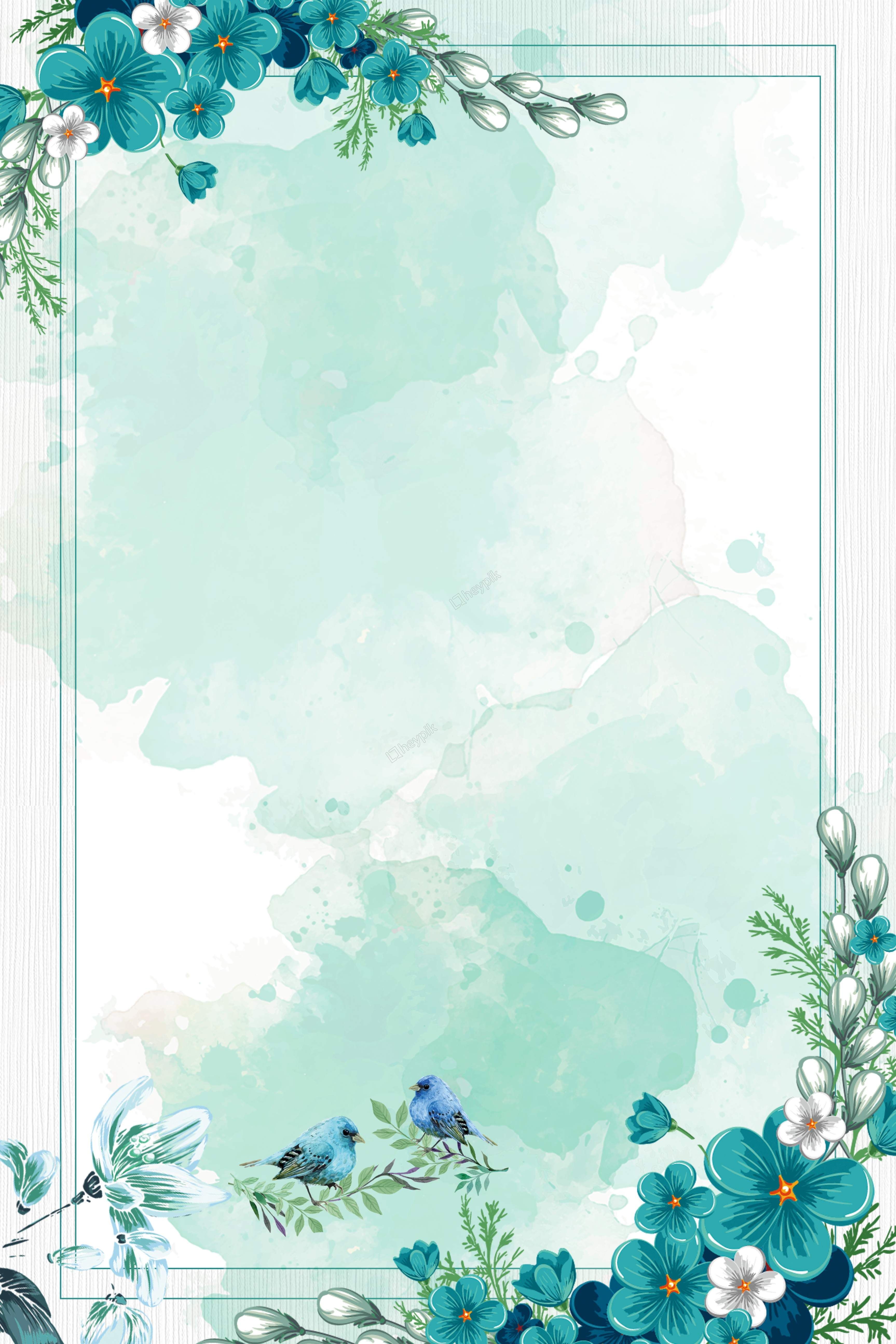chinese style watercolor blue flowers border background vector. Watercolor flower background, Flower background wallpaper, Flower background