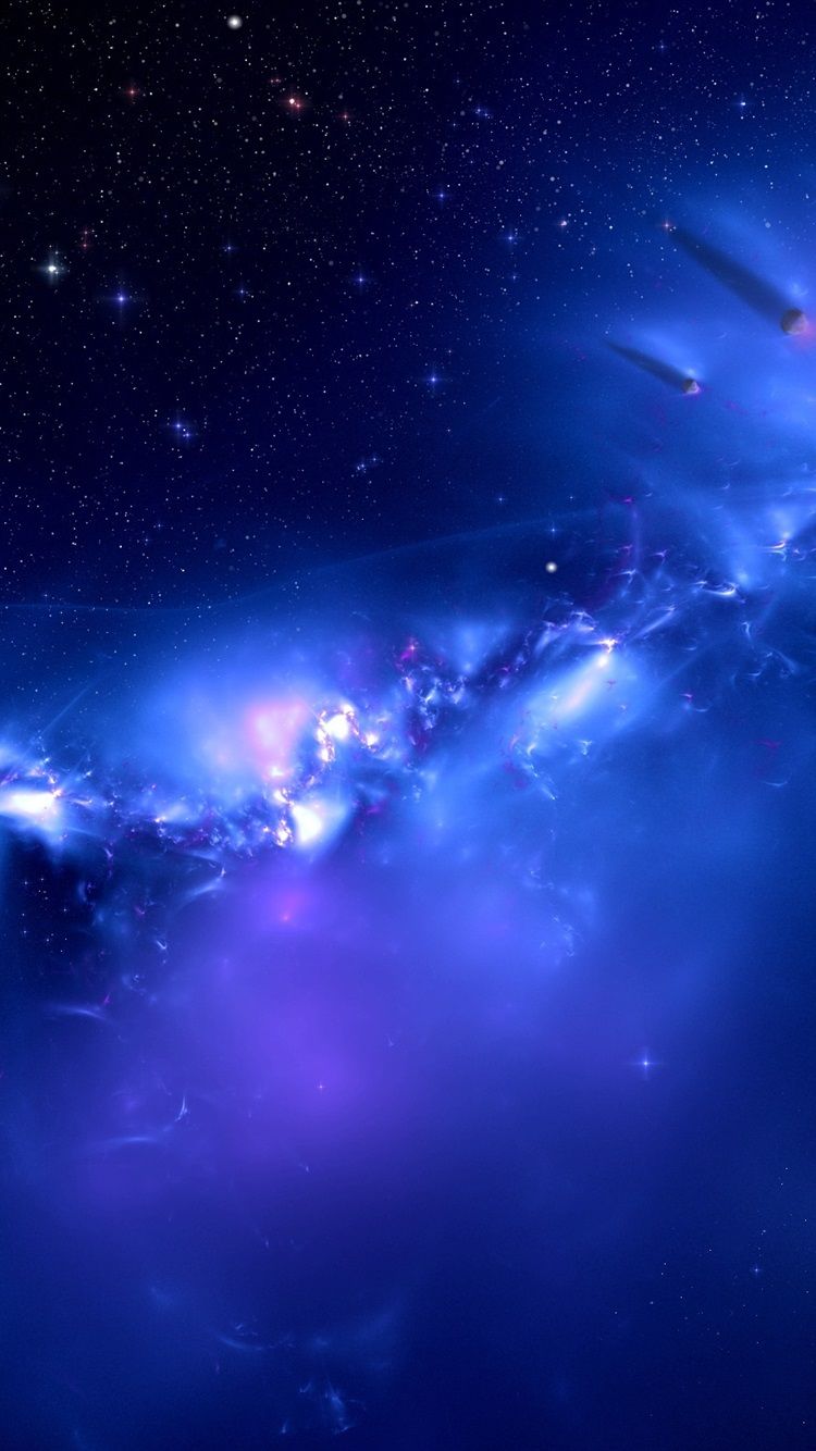 Galaxy Blue Space, Distant Planets 750x1334 IPhone 8 7 6 6S Wallpaper, Background, Picture, Image